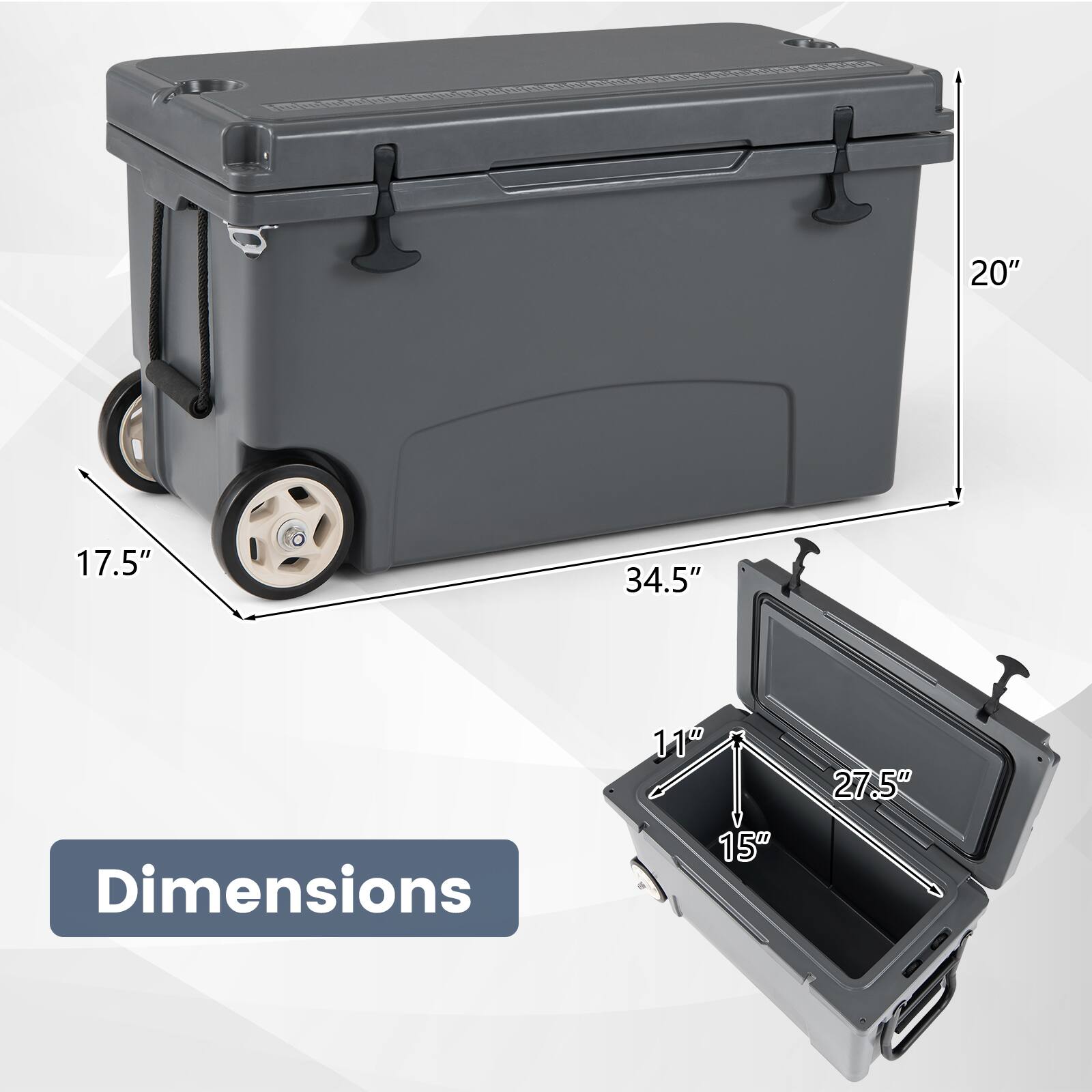 20" x 17.5" x 34.5"  
Dimensions: 11" x 15" x 27.5"