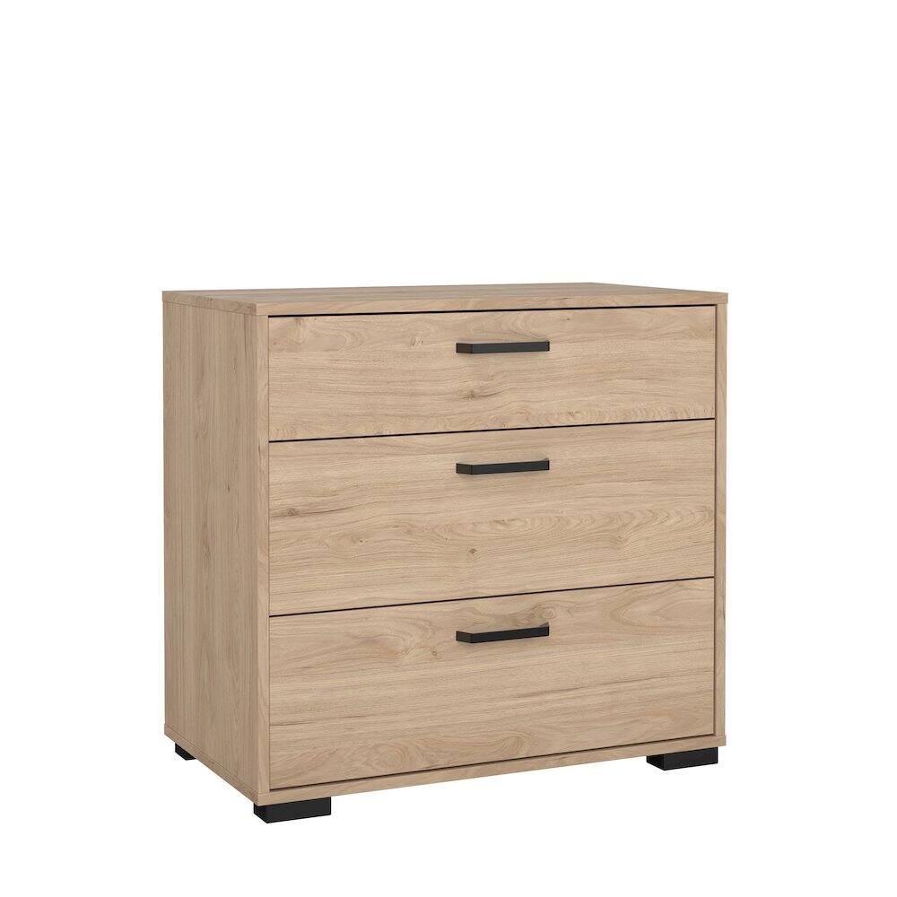 Left. Tvilum - Sofia 3 Drawer Chest, Jackson Hickory - Brown.