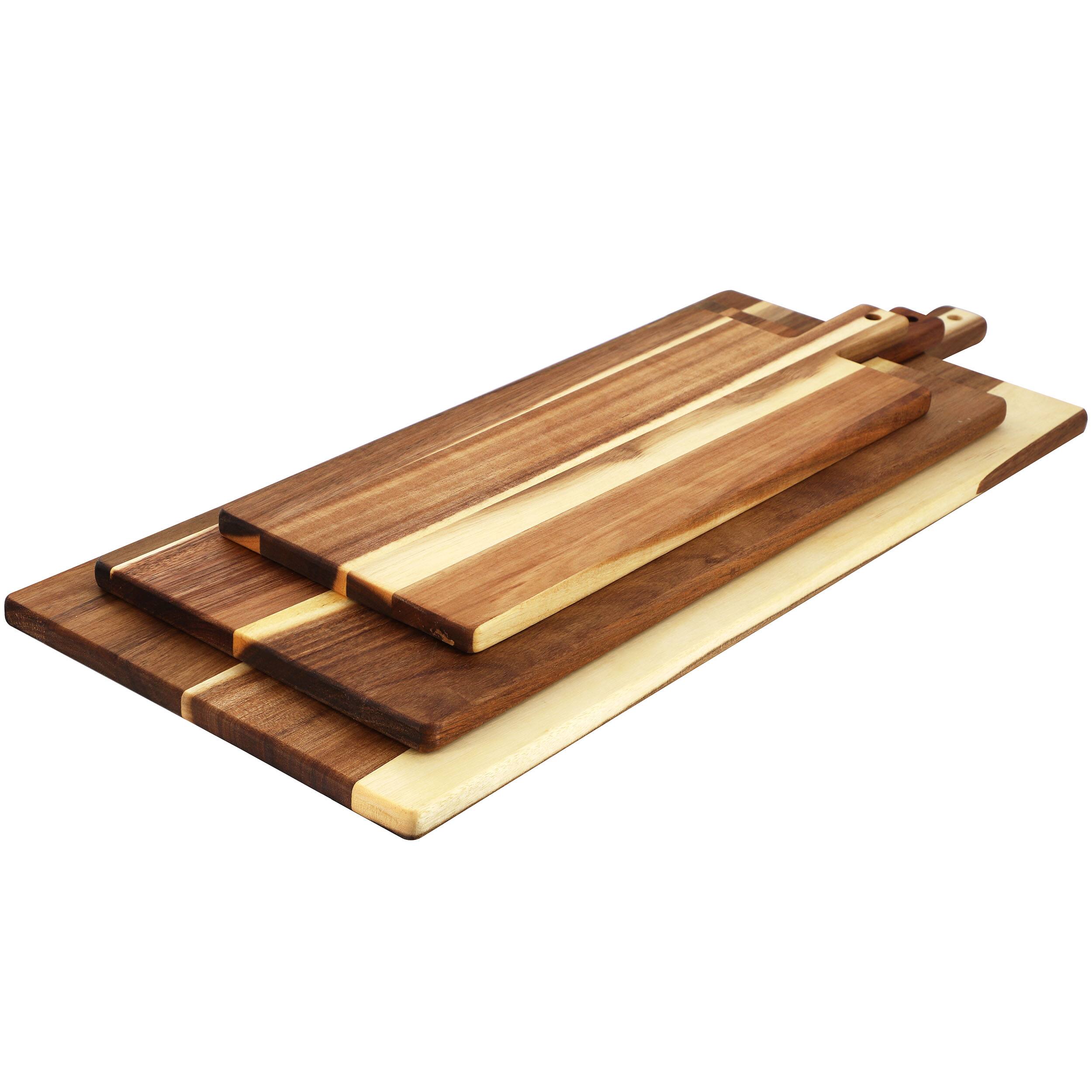 Alt View 2. MegaChef - MegaChef 3 Piece Acacia Wood Charcuterie Cheese Board Set with Handles - Brown.