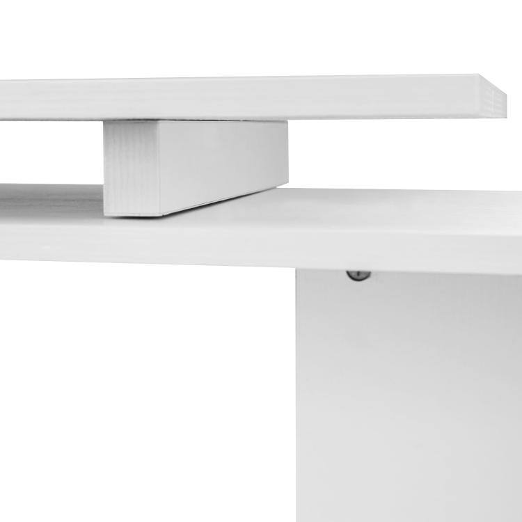 Alt View 7. PULUZ - 55 inch 360 Degrees Rotating Corner Computer Desk Modern L-Shaped Home Office Workstation with 3-Tier Storage Shelves, B - White.