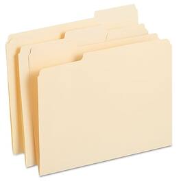 Staples - 30% Recycled Reinforced File Folders,1/3-Cut Tab, Letter Size, 250/Box (ST502677/502677) - Manila