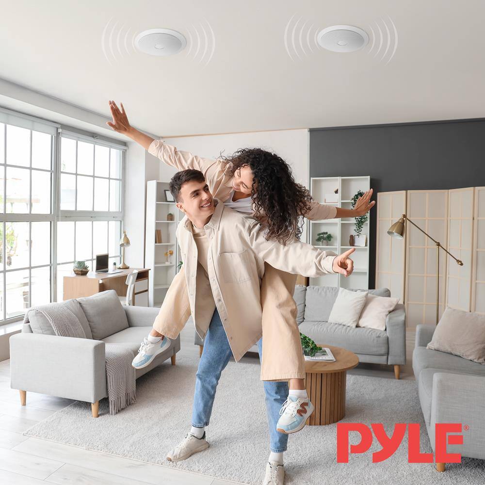 Alt View 3. Pyle - 6.5'' Home In-Wall / Ceiling Speakers - Black.