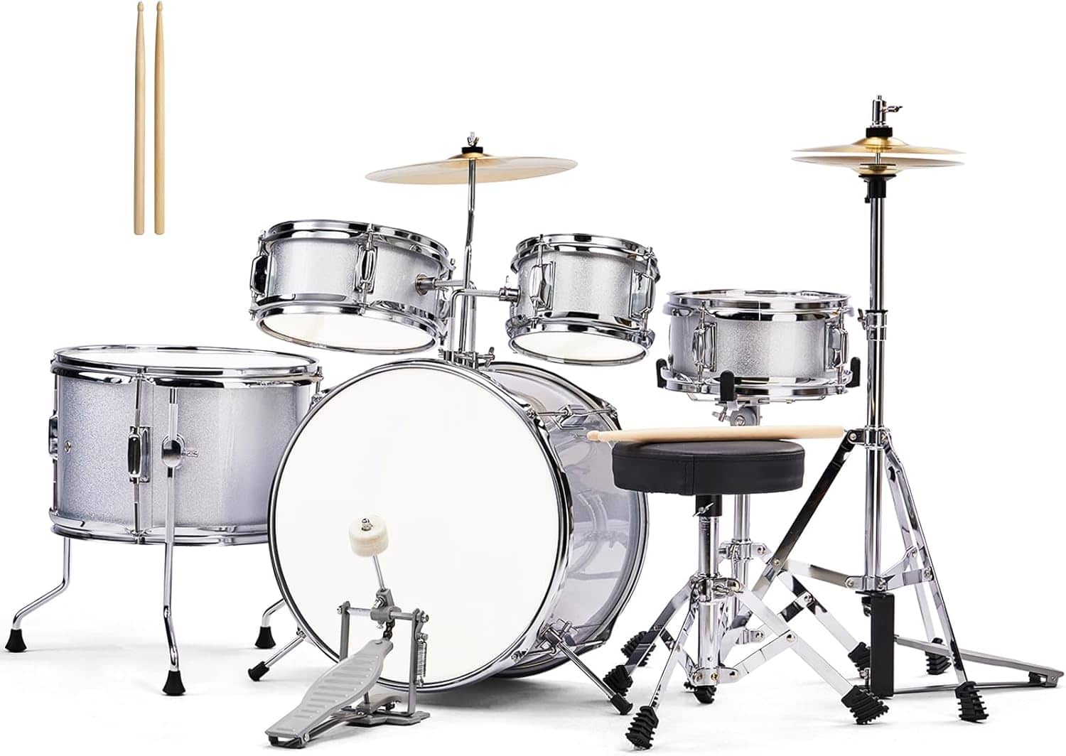 Winado - 5-Piece Complete Junior Drums Set, 14 Inch Beginners Drum Kit with Throne Stool, Pedal & Drumsticks, Drums Musical Instr price history on PriceWatchPro