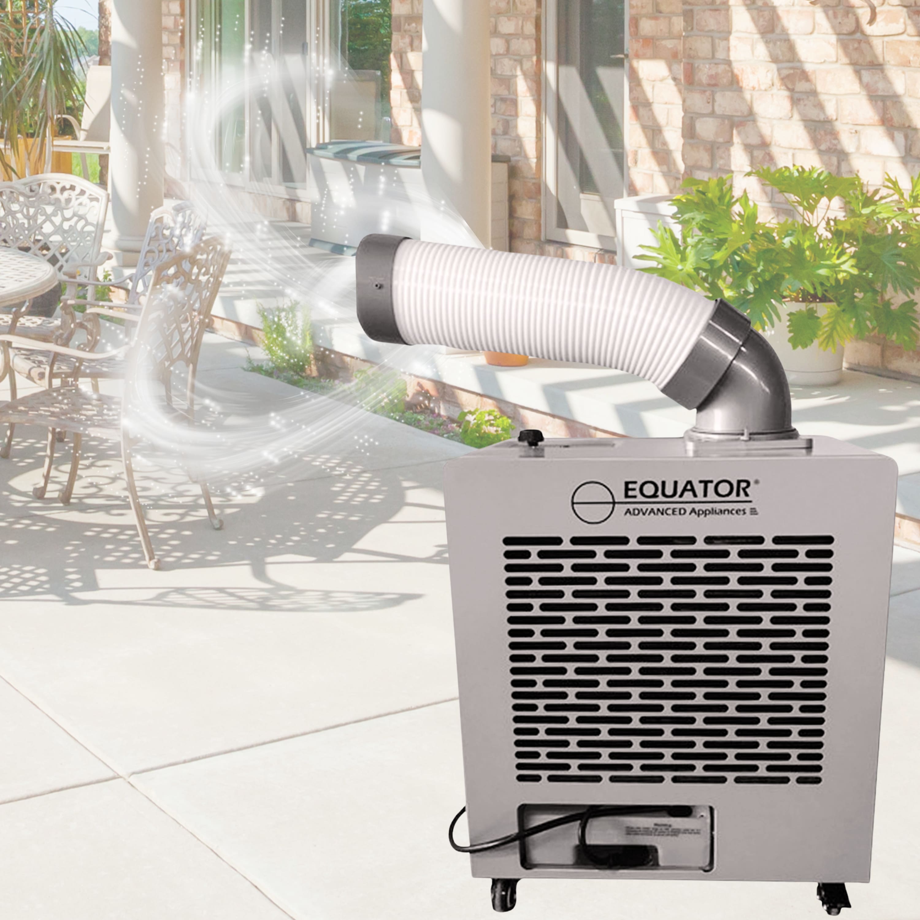Equator - 7000BTU Weatherized Portable Outdoor Air Conditioner+Fan IP24 Casters 250 Sq. Ft. Garage 110V - Silver