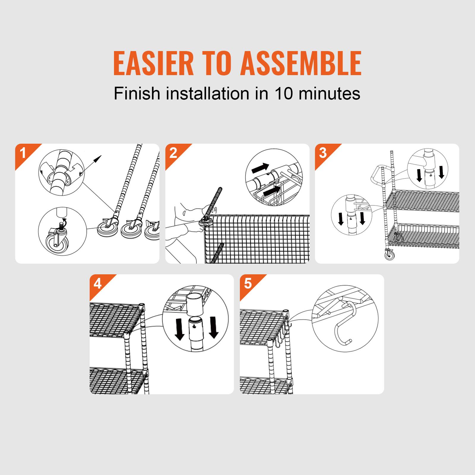 EASIER TO ASSEMBLE
Finish installation in 10 minutes

1
2
3
4
5
