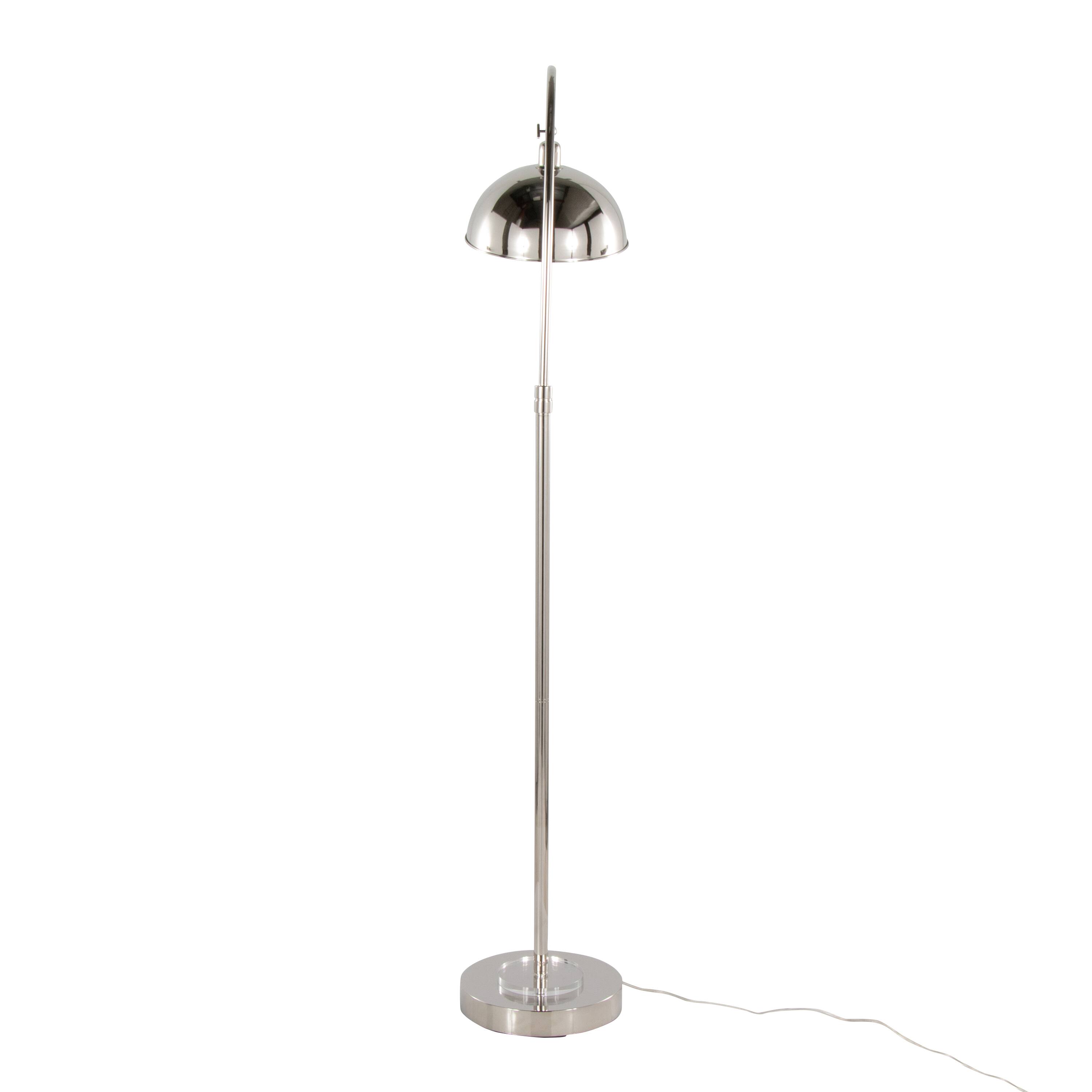 Back. Loheer - Loheer Crystal Floor Lamp Polished Nickel Tall Standing Light for Bedroom - Clear,Nickel,White.