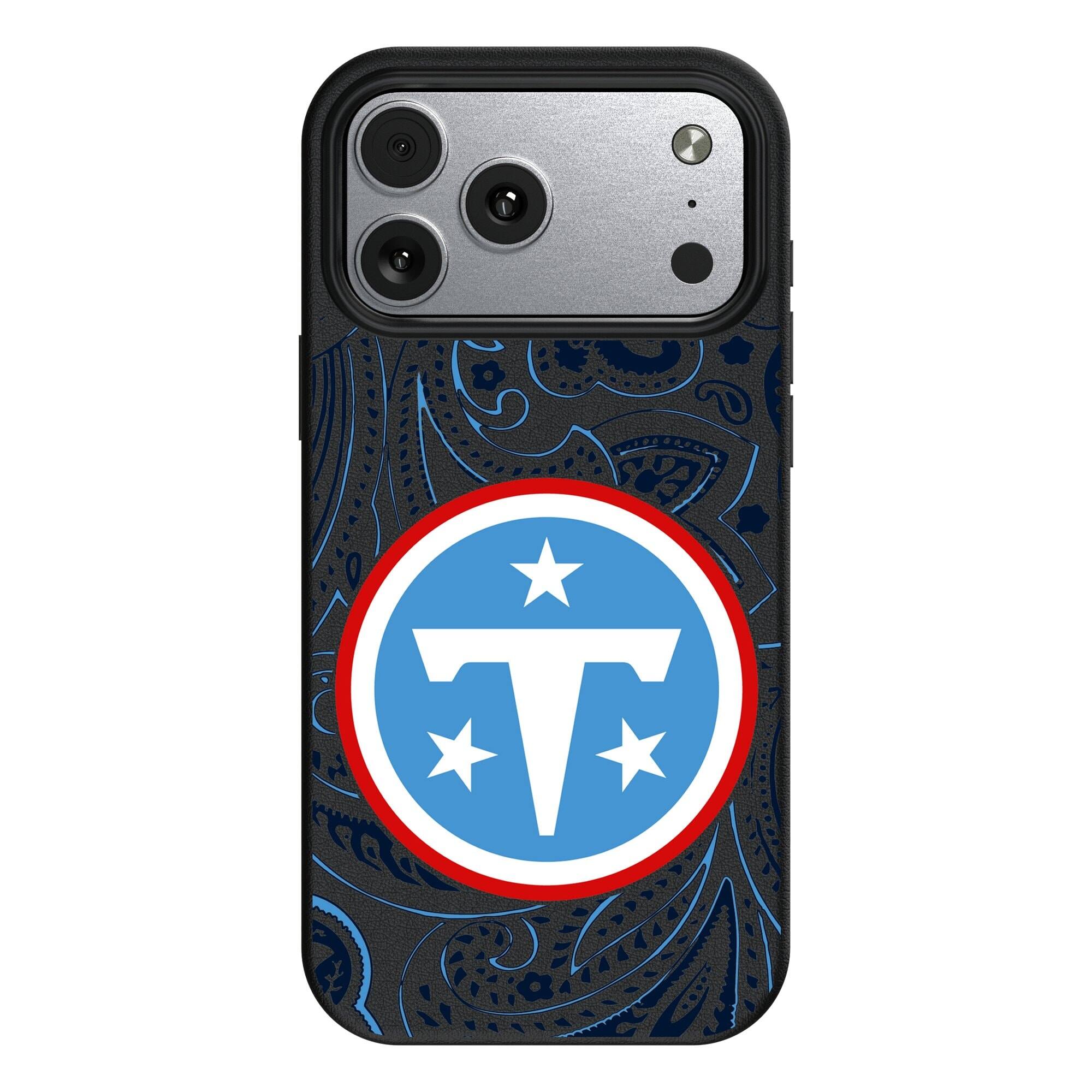 Front. Keyscaper - Tennessee Titans Paisley iPhone Magnetic Bump Case - 15 - Black.