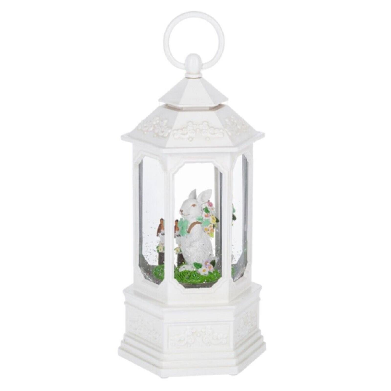 Angle. Ganz - Ganz White LED Light Up Shimmer Bunny Rabbit Easter Lantern 10.25 Inch - White.