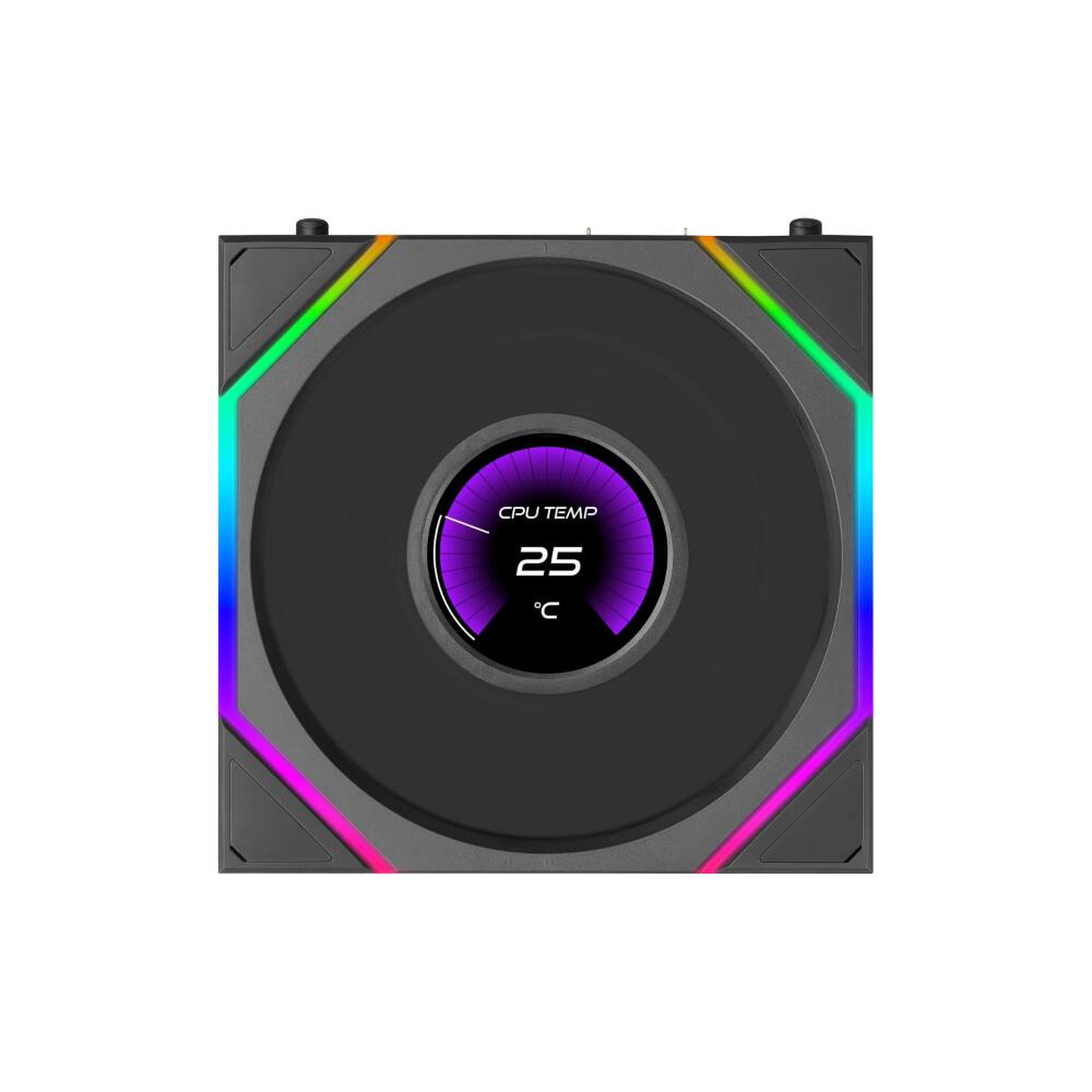 Lian Li - UNI FAN TL LCD Flex 120mm Reverse Blade ARGB Fan, 1 Pack, 1.8-inch LCD Screen, Controller Not Included(12RTLLCD1F1B) - Black
