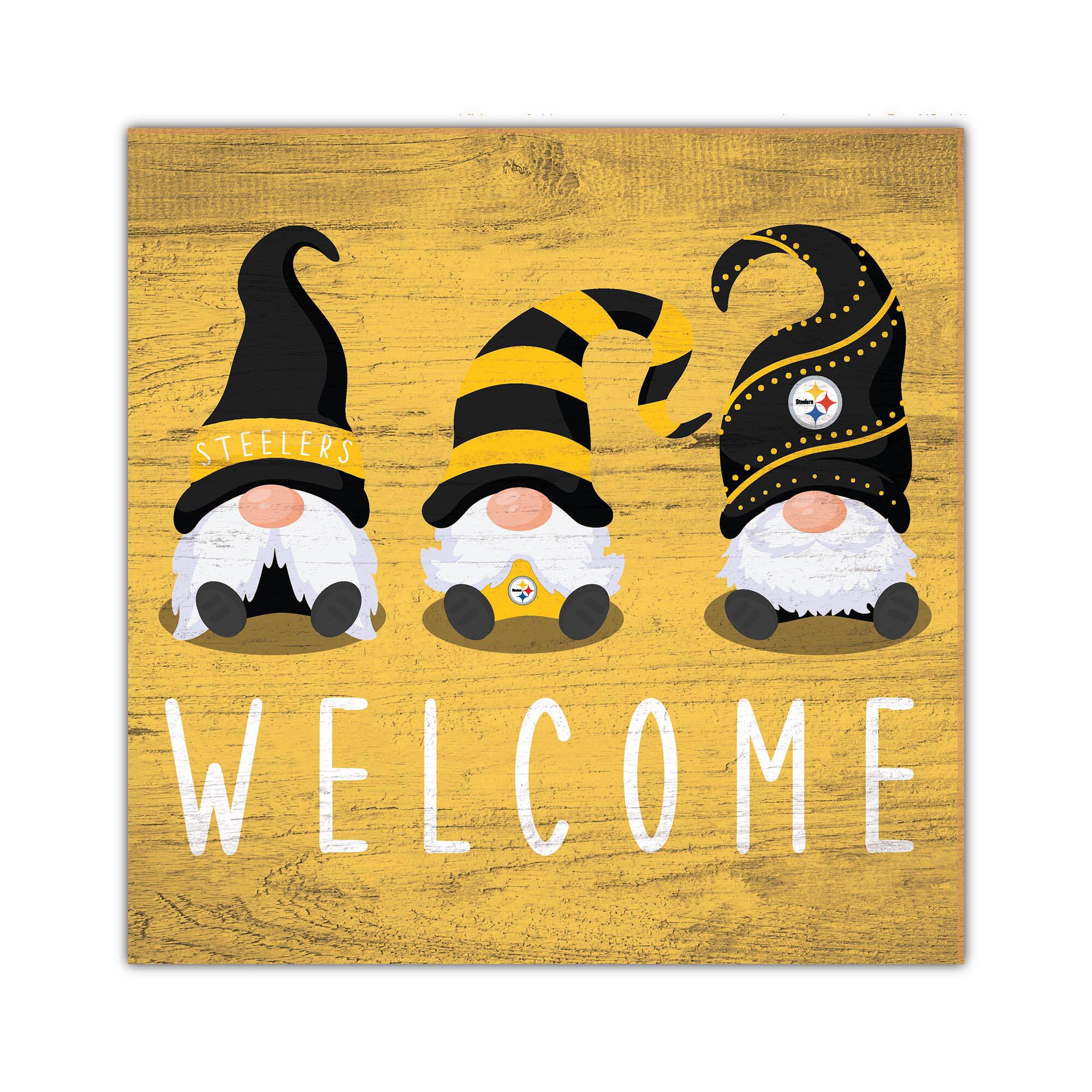 Pittsburgh Steelers 10'' x 10'' Welcome Gnomes Sign