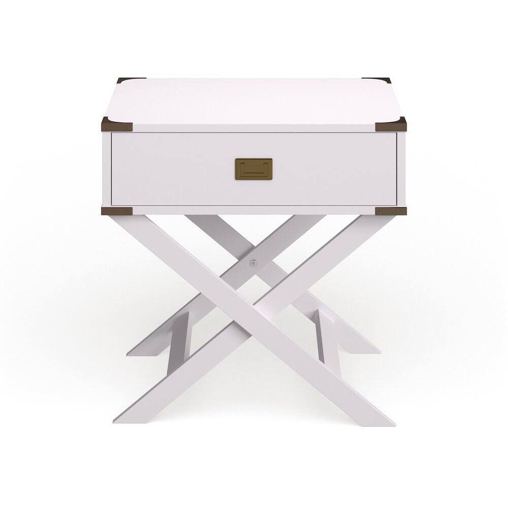 Angle. Furniture of America - Nenol Contemporary Wood X-Shape Legs End Table - White.