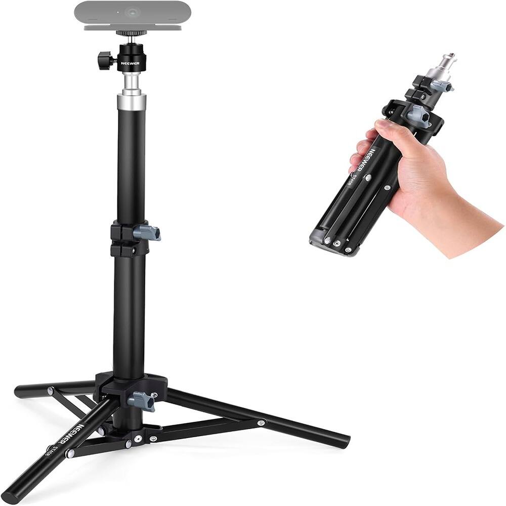 Schertz - Webcam Stand Tripod for Desk, Mini Desktop Tripod with Phone Holder, Compatible with Logitech, Anker, Emeet & Ring Light