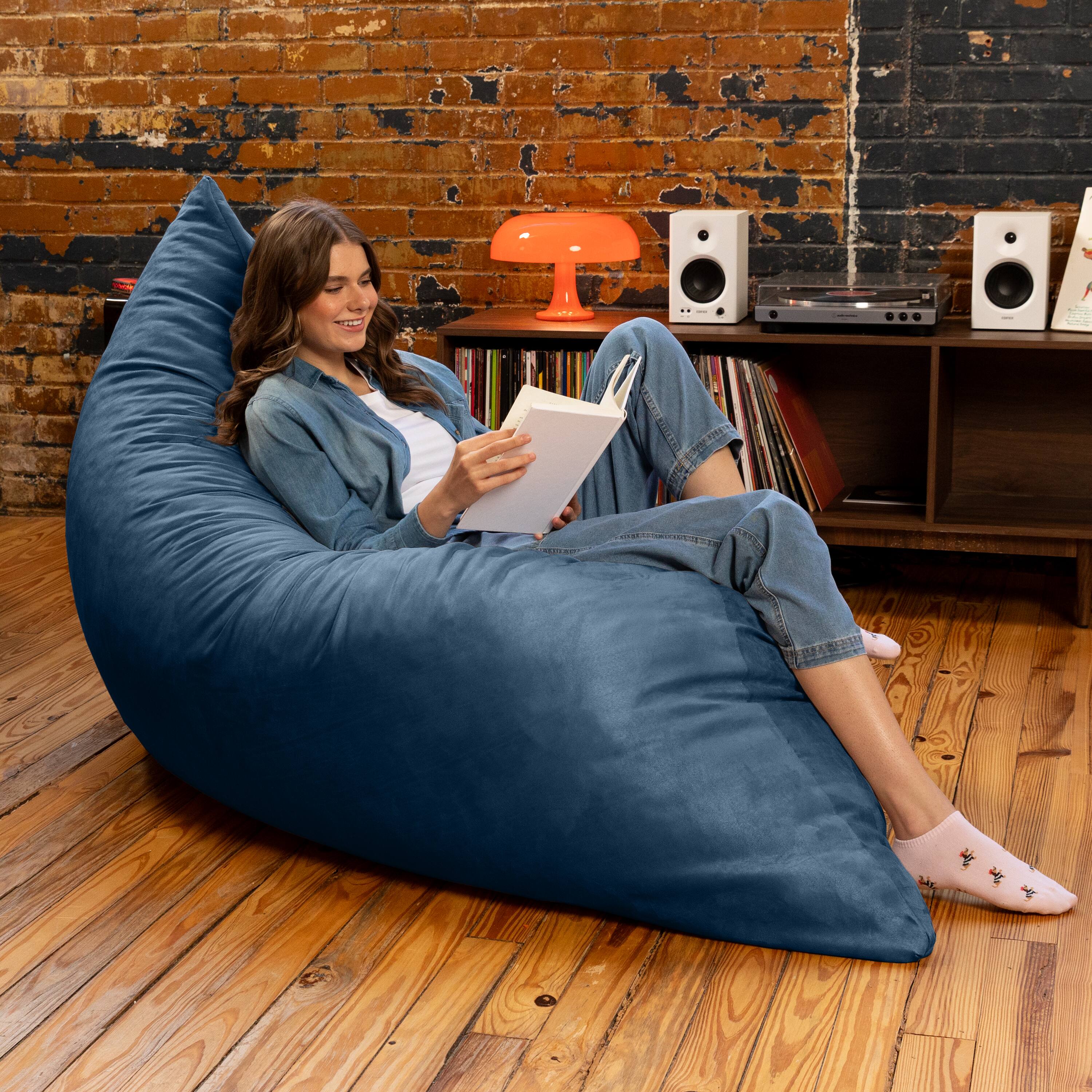 Alt View 4. Jaxx - Jaxx Pillow Saxx 5.5-Foot - Huge Bean Bag Floor Pillow and Lounger, Navy - Navy.