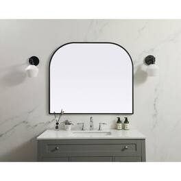 Elegant Decor - Metal Frame Arch Mirror 40x34 Inch - Black