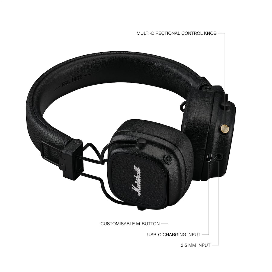Marshall Major V Wireless On Ear Bluetooth Headphones with Marshall Major V Wireless On Ear Bluetooth Headphones with