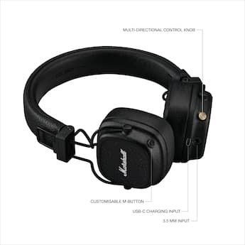Marshall Major V Wireless On Ear Bluetooth Headphones with Marshall Major V Wireless On Ear Bluetooth Headphones with