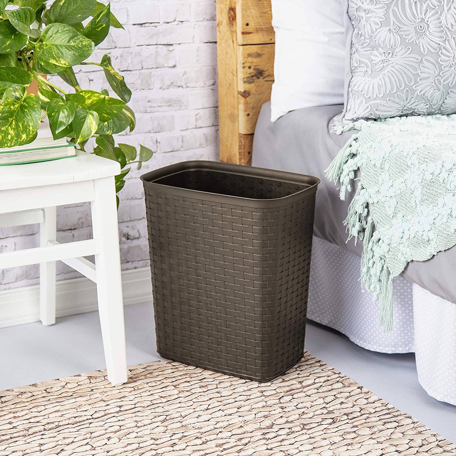 Alt View 8. Sterilite - Sterilite Weave 3.4 Gallon Plastic Home/Office Wastebasket Trash Can (6 Pack) - Brown.
