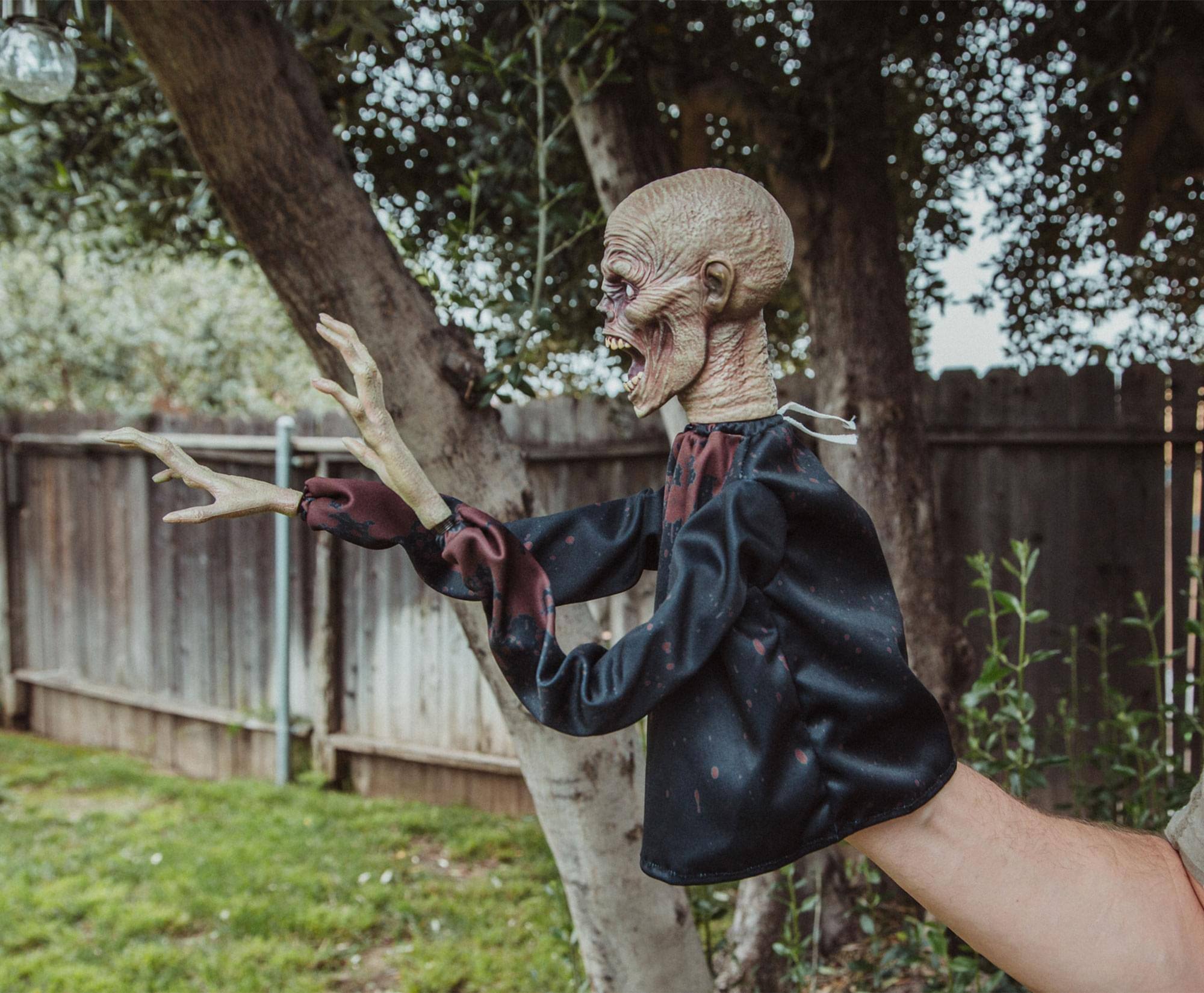 Alt View 3. Toynk - Horror Reachers Zombie 13-Inch Boxing Puppet Toy | Toynk Exclusive - Black.