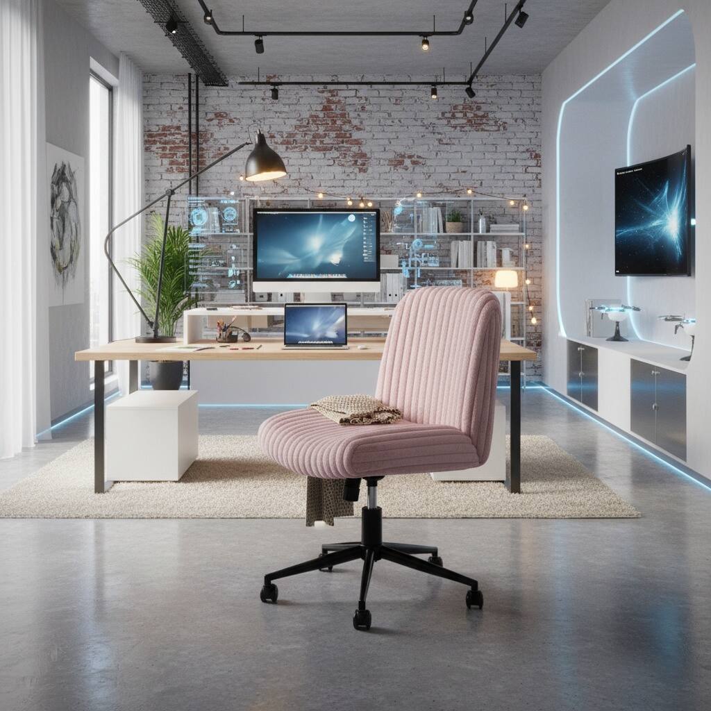 Alt View 6. Forest'nSky - Sport Pink Criss Cross Gaming Chair, Ergonomic High-Back Racing Style PC Seat - Pink.