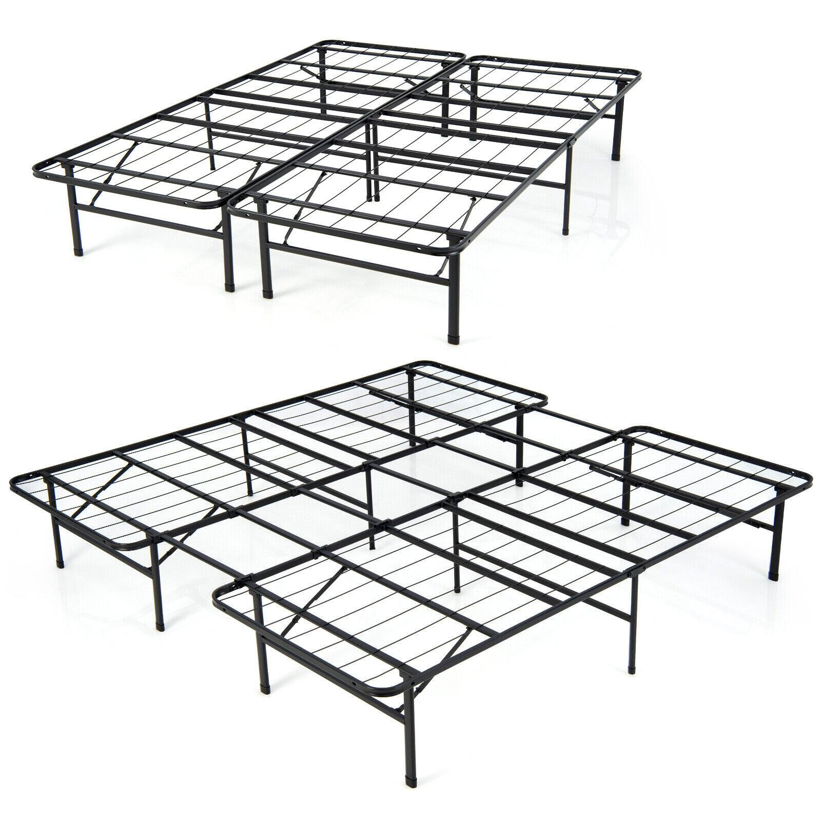 Alt View 4. Sugift - King Size Folding Steel Platform Bed Frame for Kids and Adults-King Size - Black.
