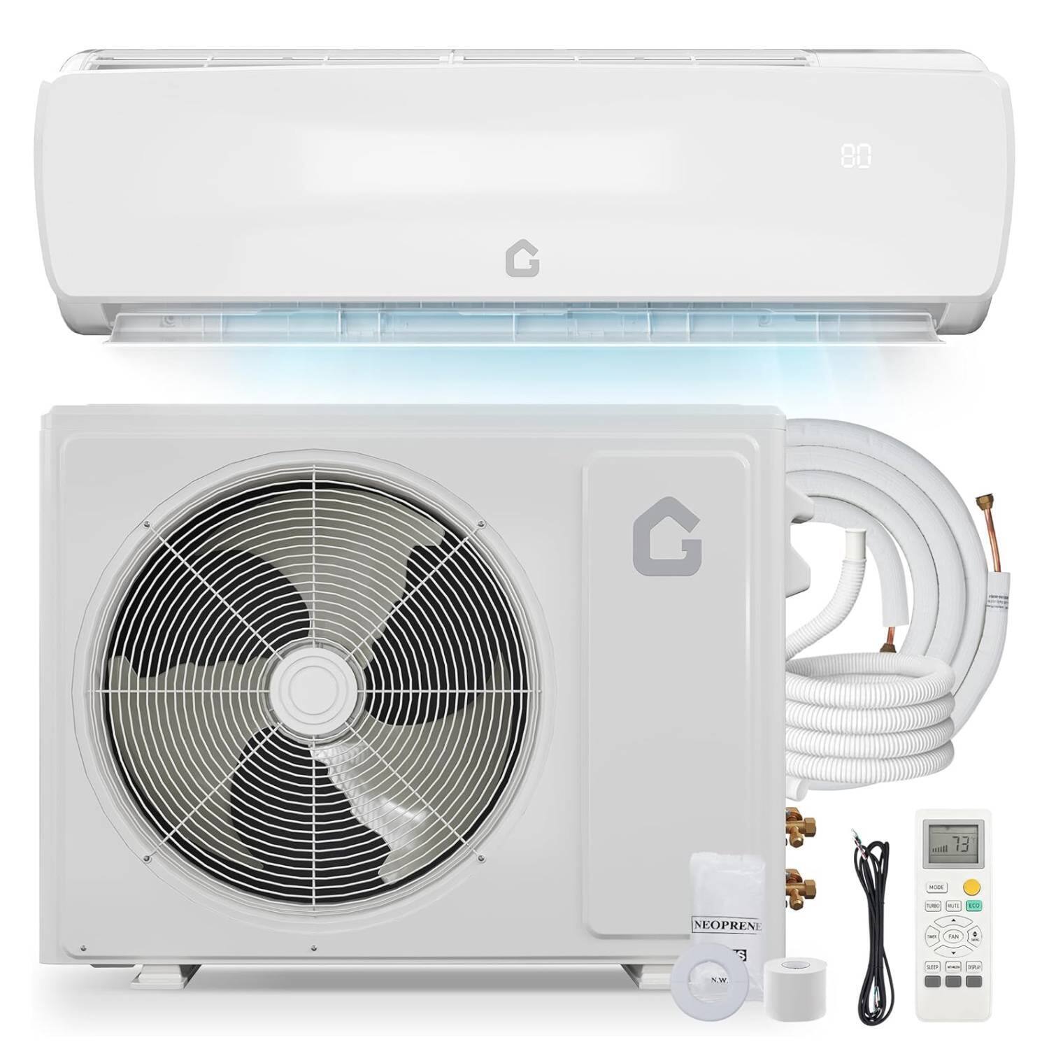 Front. Qeetex - 18000BTU 19 SEER2 230V L Panel Indoor Mini Split Air Conditioner, for Rooms up to 1250 Sq. Ft. - White.