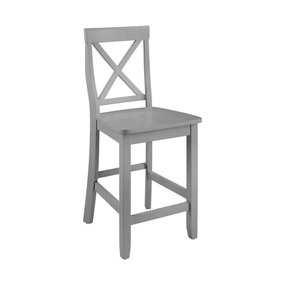 Back. Crosley Furniture - X-Back 2-Piece Counter Height Bar Stool Set - 2 Stools - Gray.