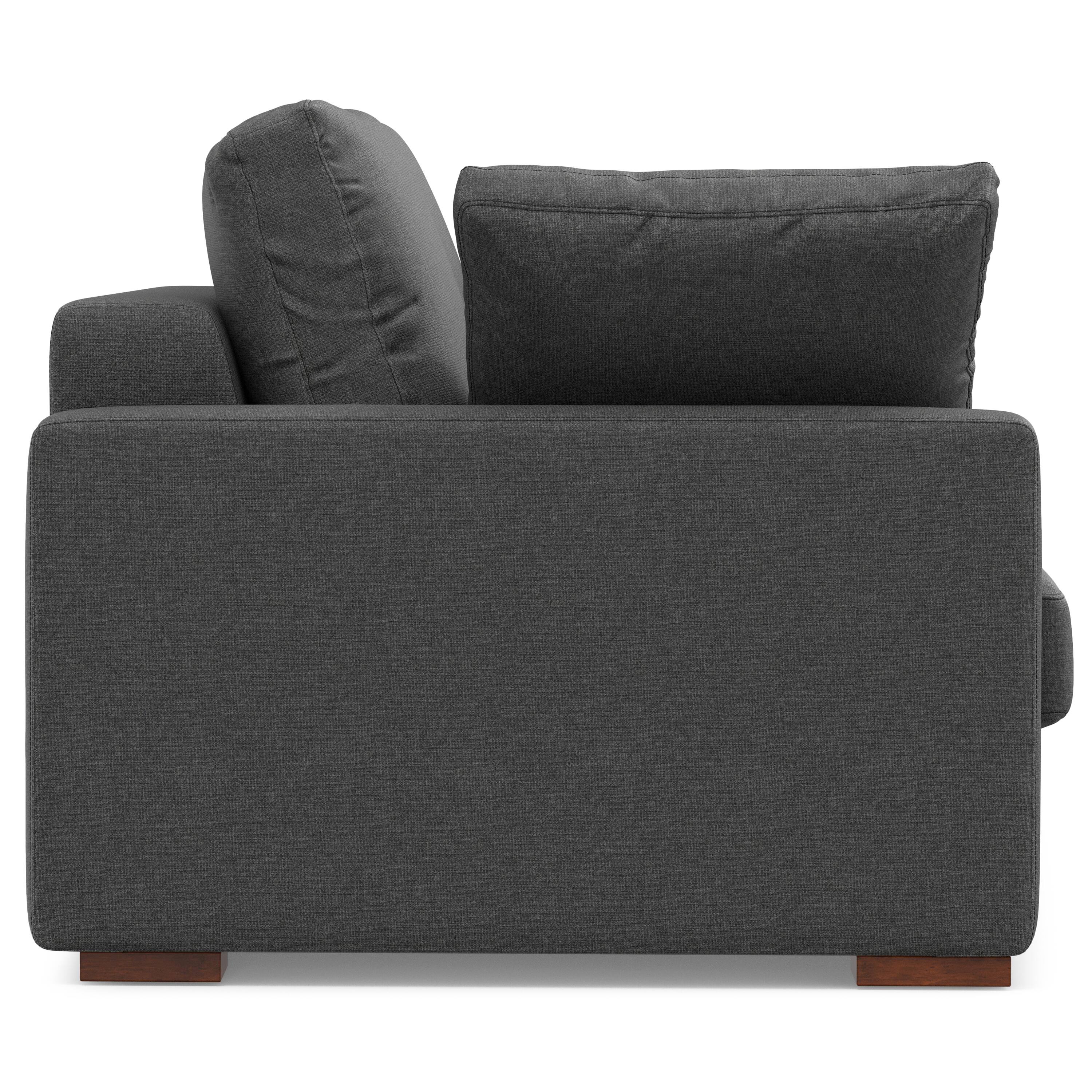Back. Simpli Home - Charlie 78-inch Sofa in Tightly Woven Performance Fabric - Pebble Grey.