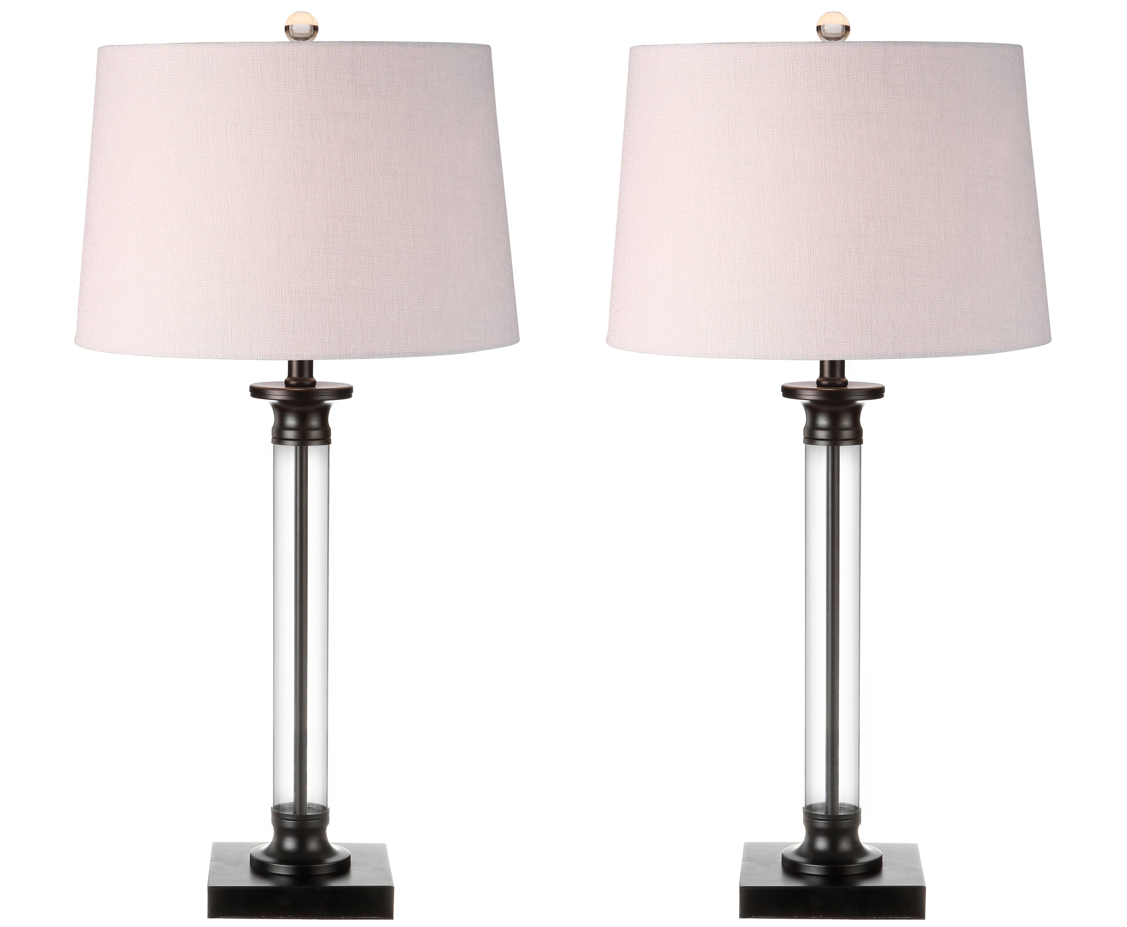 Jonathan Y - Mason 30" Glass and Metal LED Table Lamp, (Set of 2) - Black/Clear