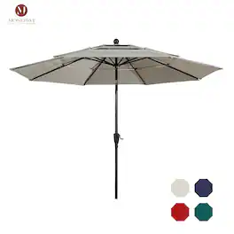 Mondawe - 10ft Patio Market Umbrella 3 Tier Double Airvent Outdoor Umbrella - Beige