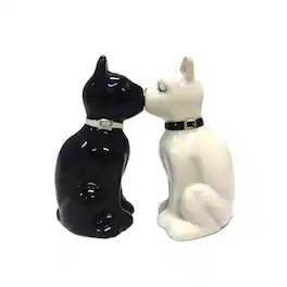 Pacific Trading - Black and White Cats Ceramic Magnetic Salt and Pepper Shaker Set - Multicolor