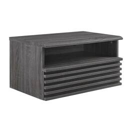 FurniFact - Wooden Wall-Mount Nightstand Finish with Contemporary Design - Gray