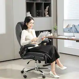 Anysun - Modern Aesthetic Velvet Diamond Pattern Executive Office Chair with Flip-up Armrest - Charcoal Gray