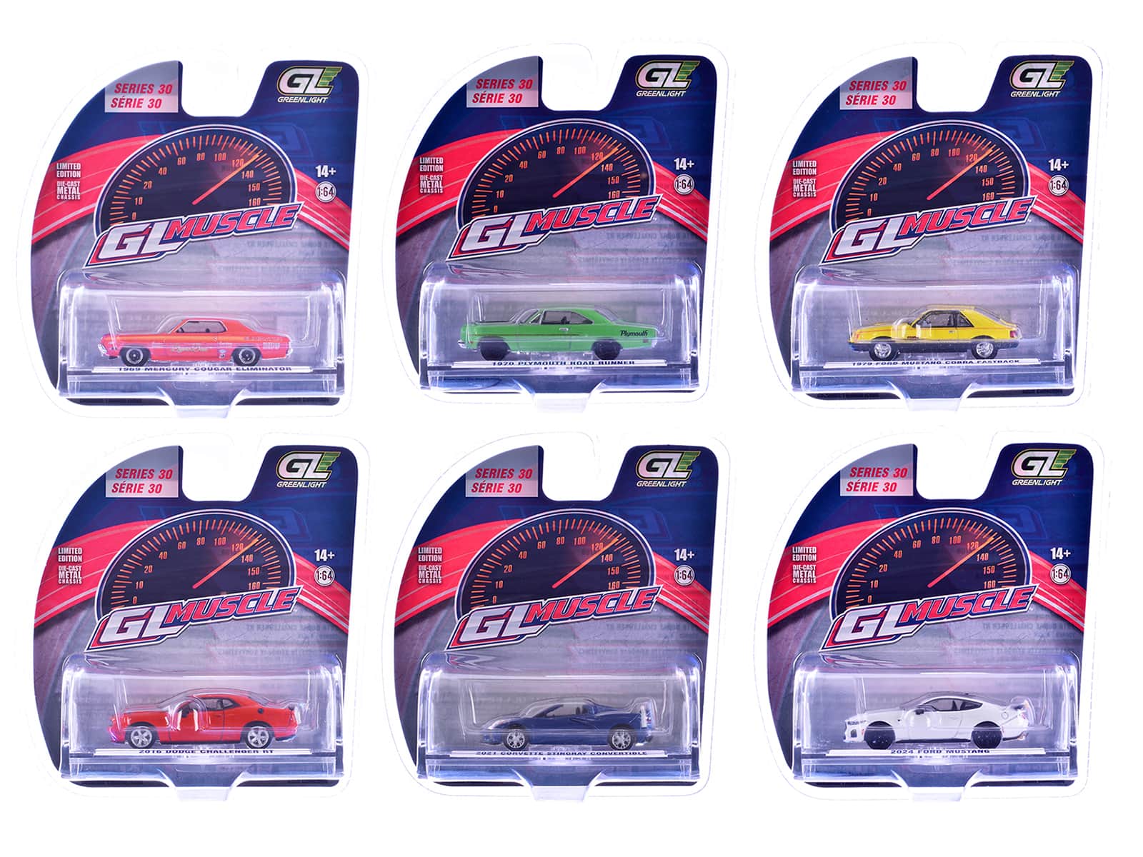 """GreenLight Muscle"" Series 30 Set of 6 pieces 1/64 Diecast Model Cars by Greenlight" price history on PriceWatchPro