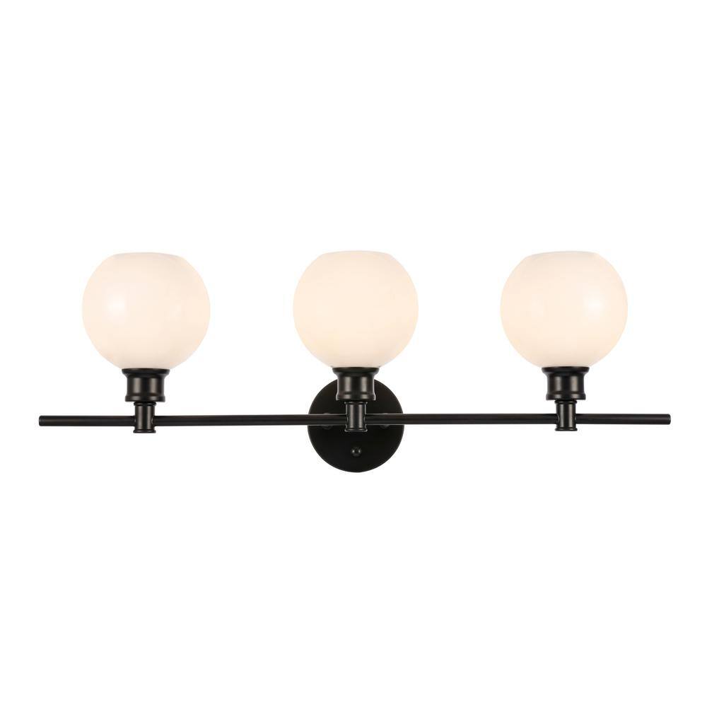 Alt View 10. Living District - Collier 3 light Black and Frosted white glass Wall sconce - Black And Frosted White Glass.