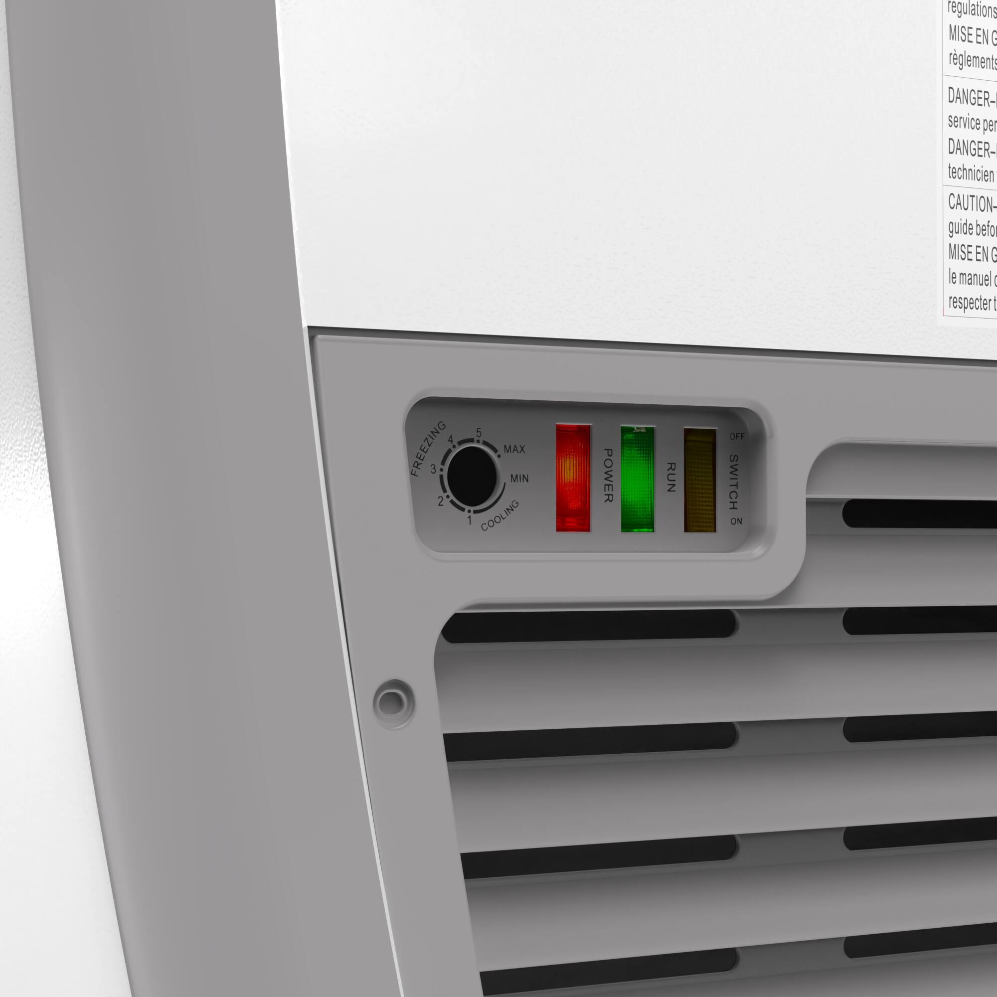 regulations MISE EN rglemente DANGER- service per DANGER- technicien CAUTION- guide befo MISE EN  le manuel respecter : FREEZING 4 3 2 5 MAX MIN : COOLING POWER RUN OFF SWITCH ON