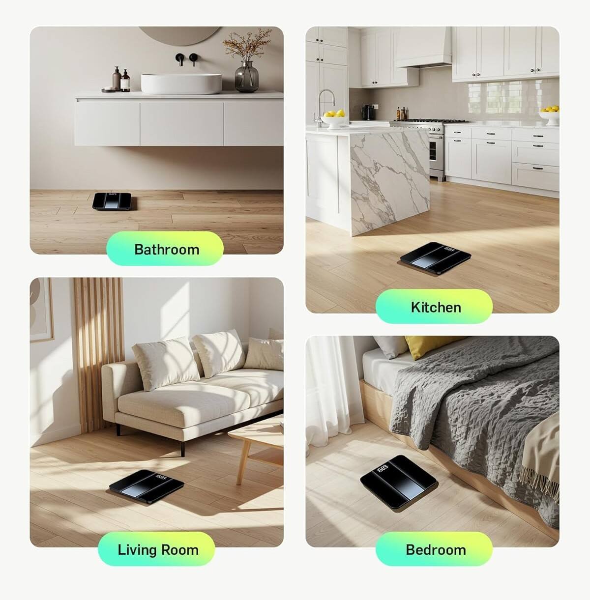 Bathroom  
Kitchen  
Living Room  
Bedroom