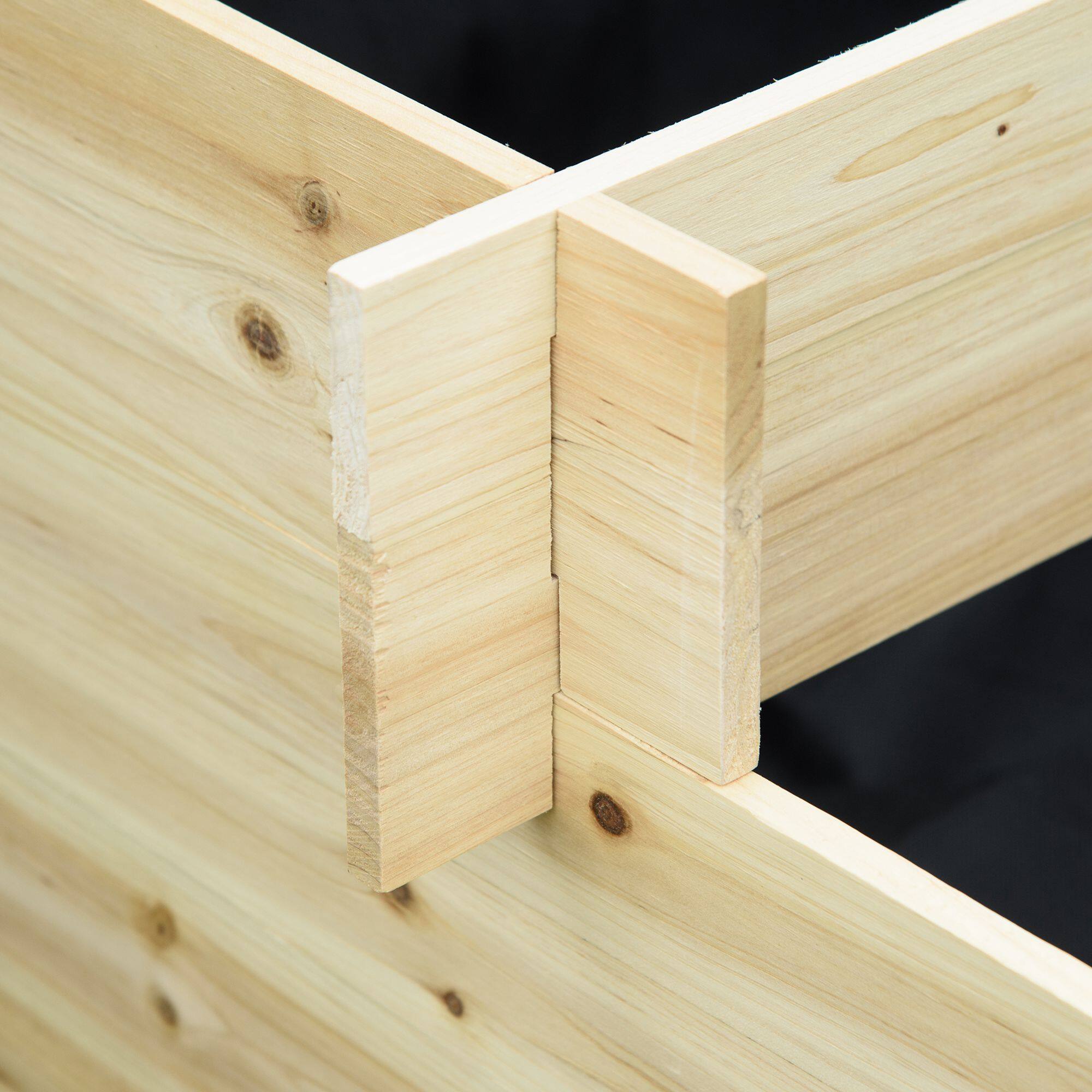 Alt View 8. Outsunny - 3 Tier Raised Garden Bed with 9 Grow Grids and Bed Liner, Elevated Wooden Planter Kit, Flower Box, 46 x 39 x 21in - Natural wood finish.