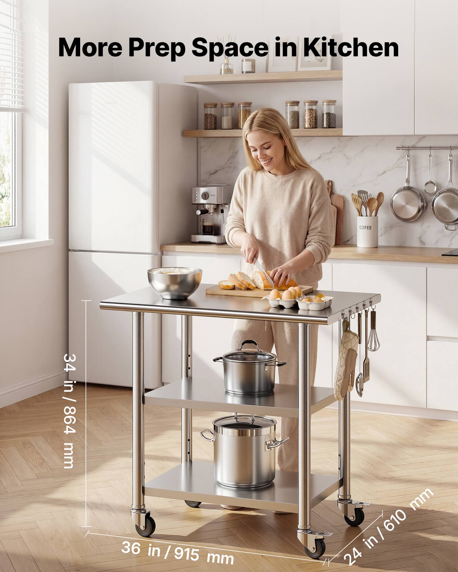 More Prep Space in Kitchen

COFFEE

34 in / 864 mm

36 in / 915 mm

24 in / 610 mm