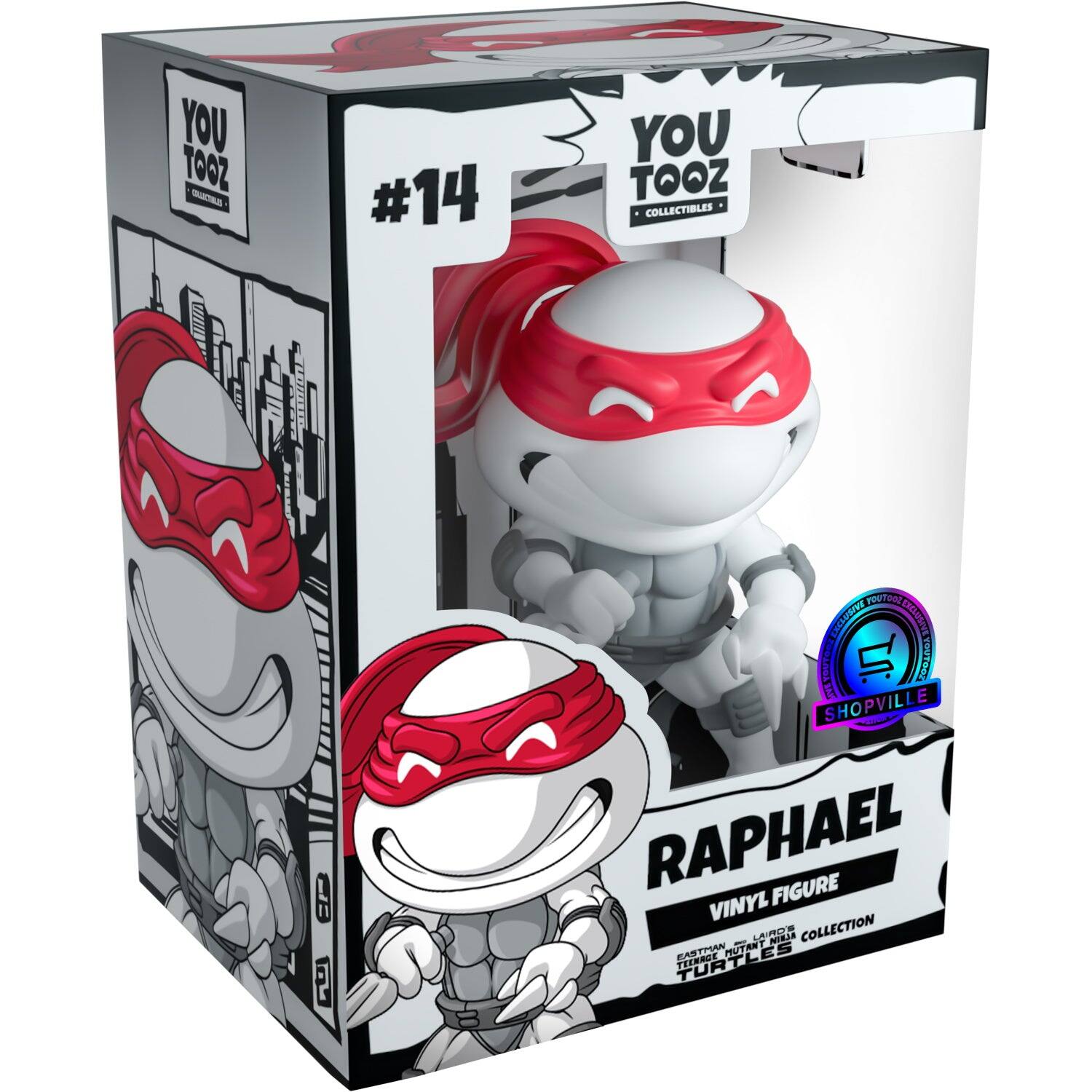 YOU TOOZ COLLECTIBLES  
#14  
SOOTHOY EXCLUSIVE  
IVE In: YOUTOOS SHOPVILLE  
RAPHAEL VINYL FIGURE  
MUTANT TURTLES EASTMAN TEENAGE