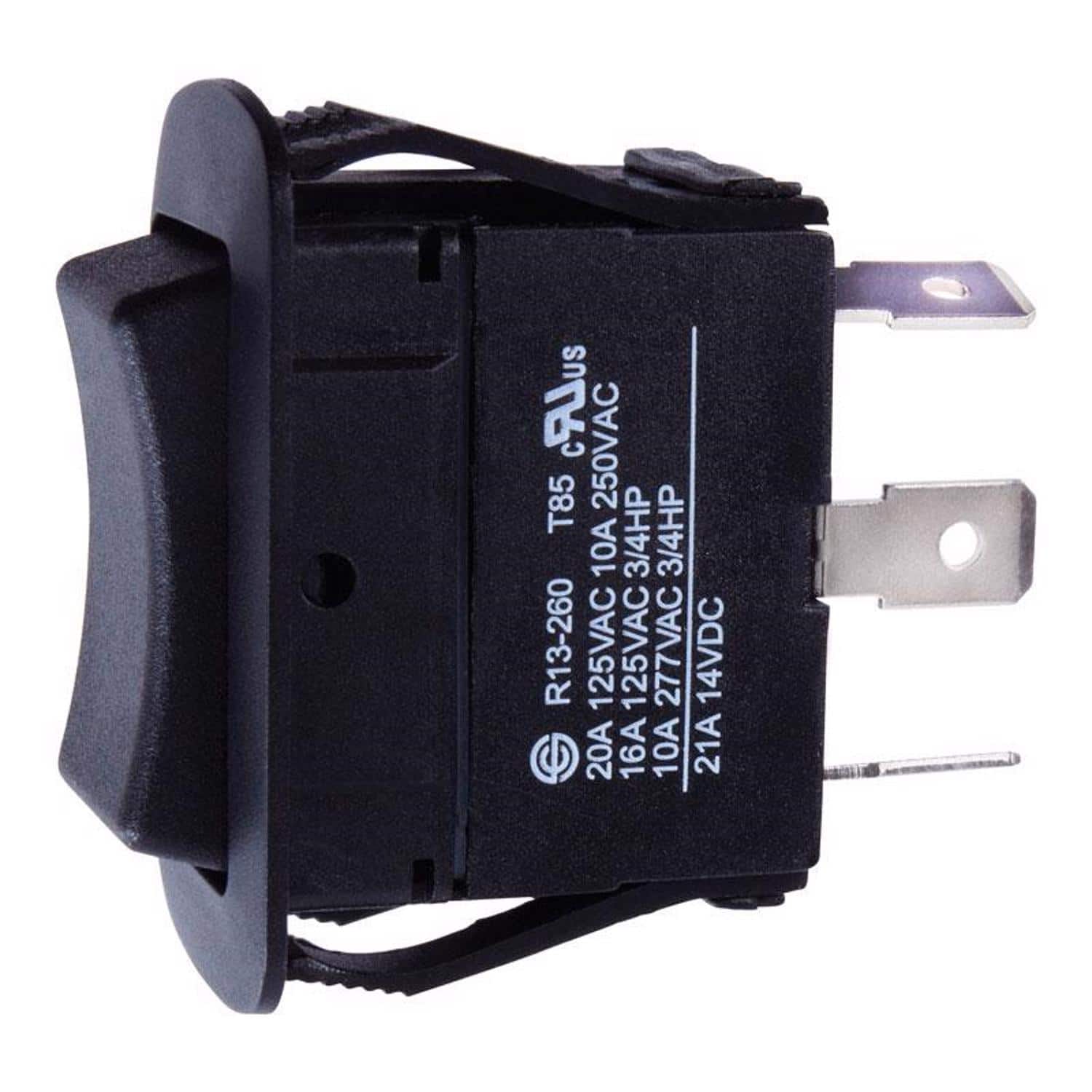Jandorf - 20 amps Single Pole Rocker Automotive/Marine Switch 1 pk - Black