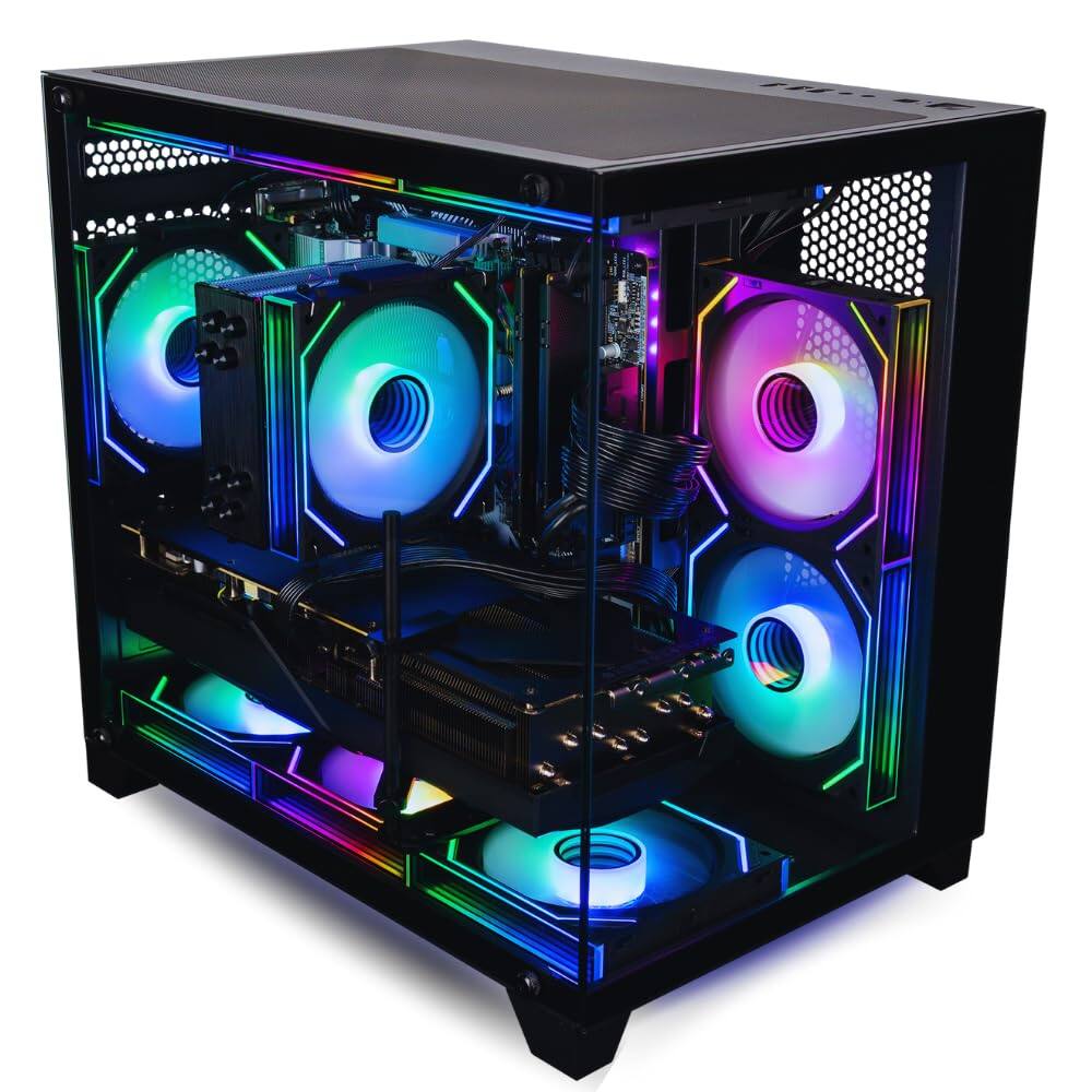 Left. Empowered PC - Panorama RTX 5070, AMD Ryzen 7, 32GB RAM, 1TB NVMe SSD, HDMI + DP, Win 11 Pro, Prebuilt Gaming PC Desktop Tower Computer.