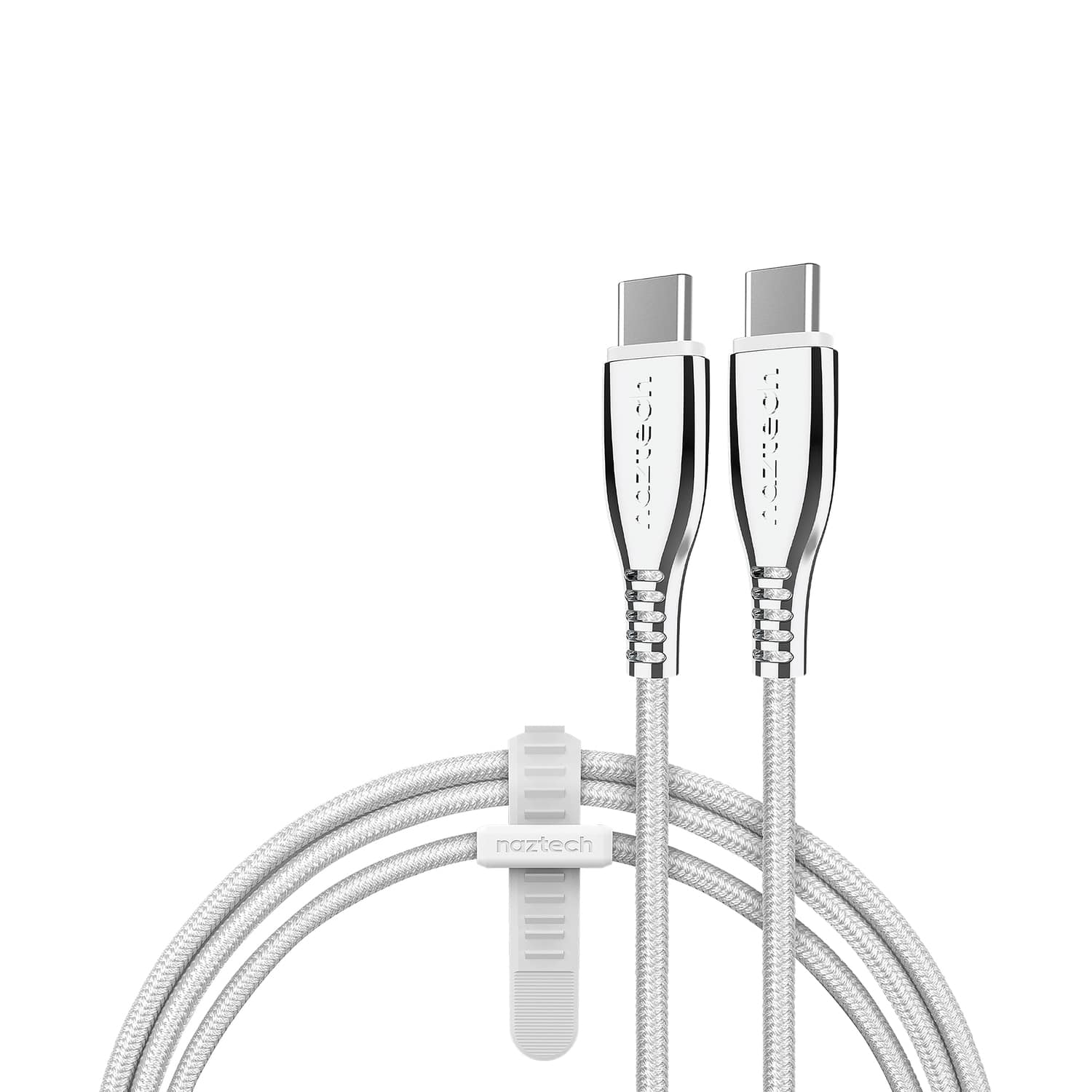 Naztech - 15502 6-ft. Titanium Usb-c To Usb-c Braided Cable - White
