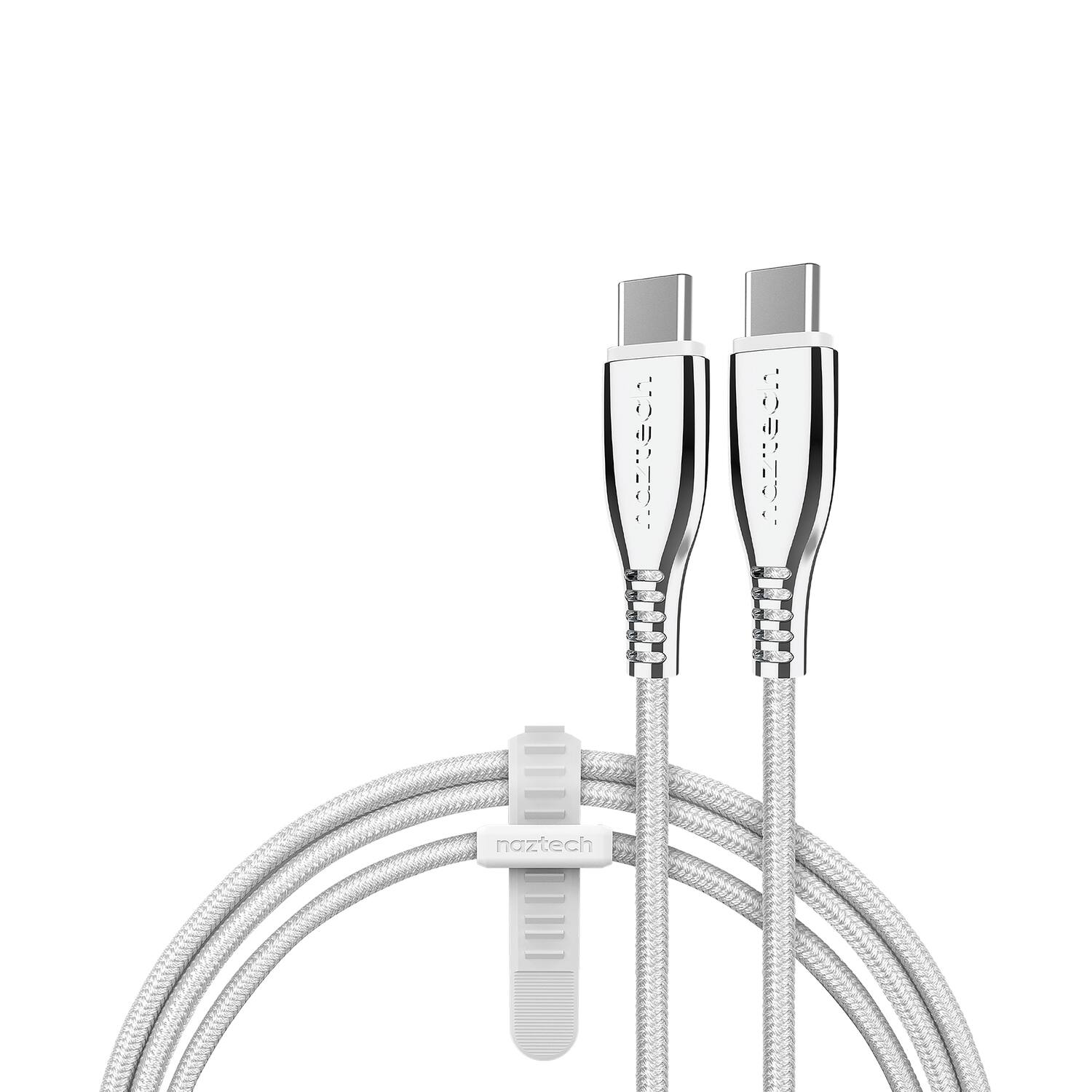 Front. Naztech - Naztech 15502 6-ft. Titanium Usb-c To Usb-c Braided Cable (white) - white.