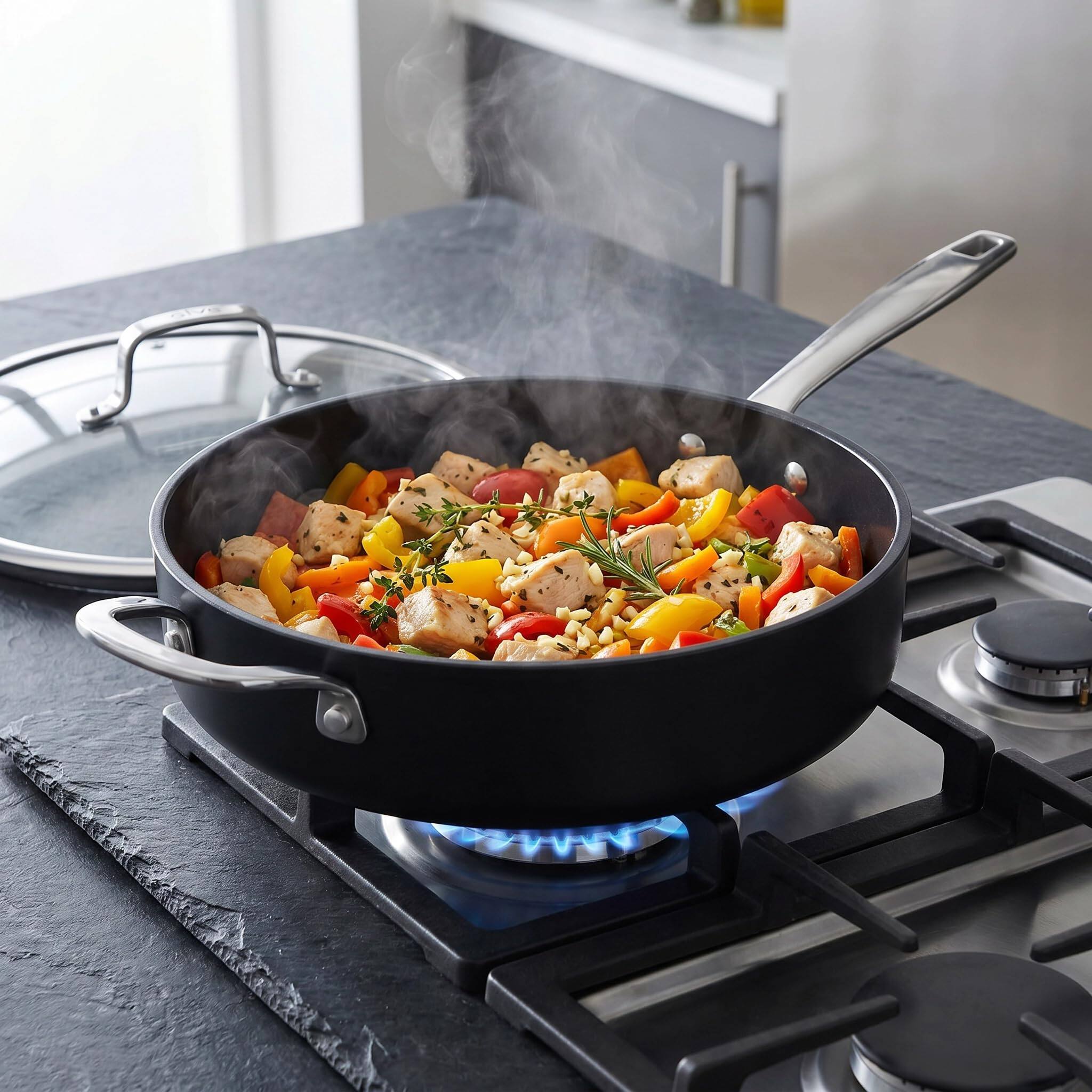 Alt View 2. Alva - Alva Maestro Ceramic Nonstick Sauté Pan with Lid, 4-Qt. - Black.