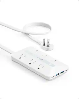 Anker - Flat Plug Power Strip(300J) - White
