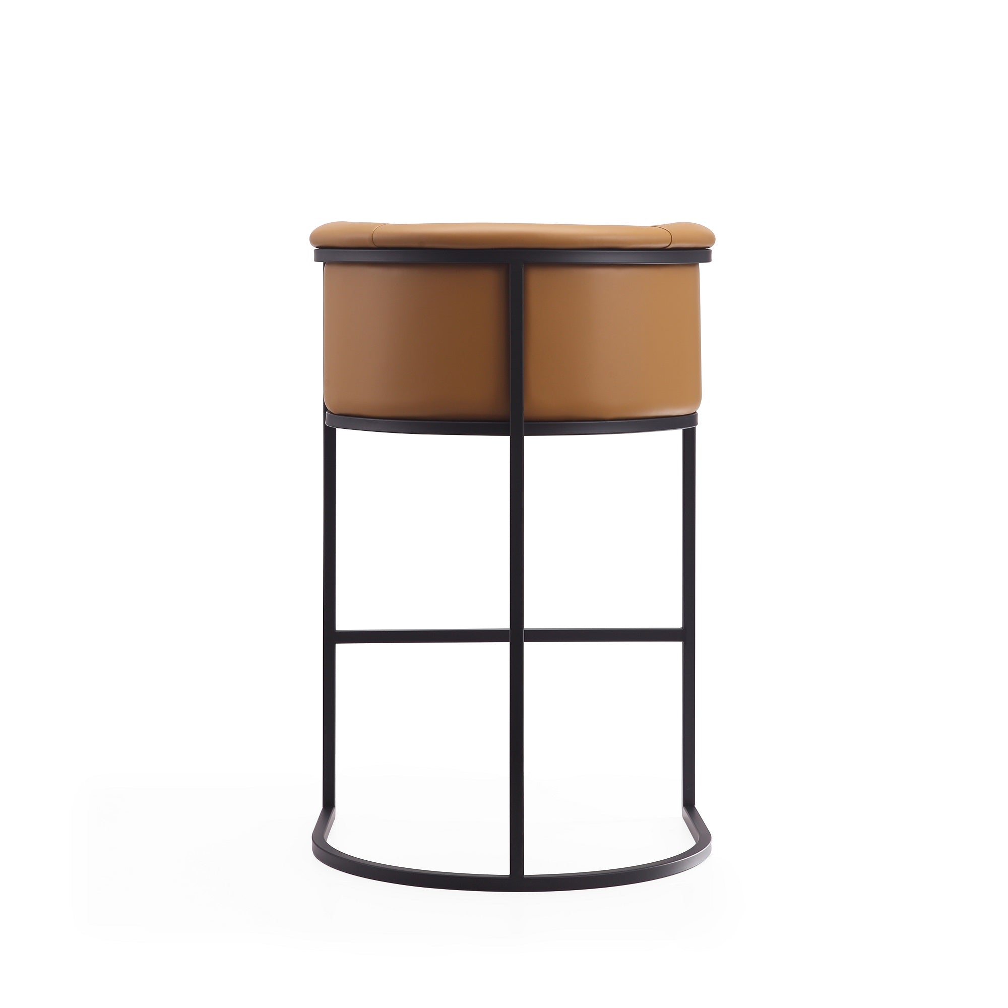 Alt View 4. Manhattan Comfort - Cosmopolitan Mid-Century Modern Metal Upholstered Barstool - Set of 3 - Camel.