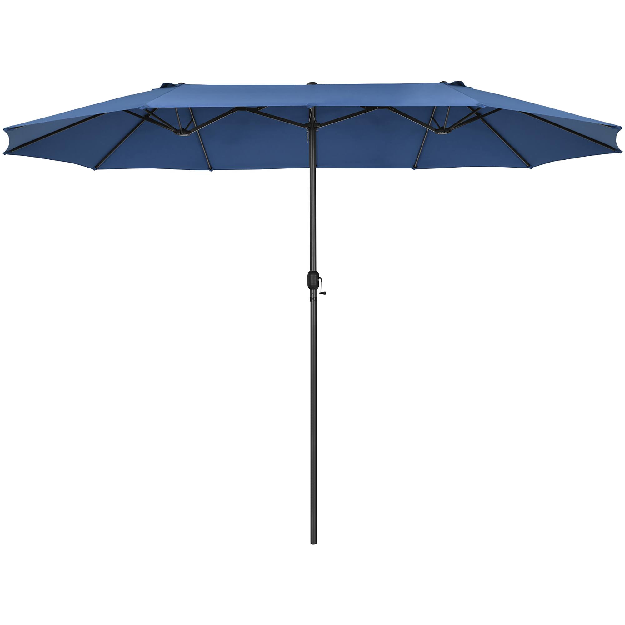 Alt View 1. Costway - 15FT Patio Double-Sided Umbrella Crank Outdoor Garden Market Sun Shade - Navy.
