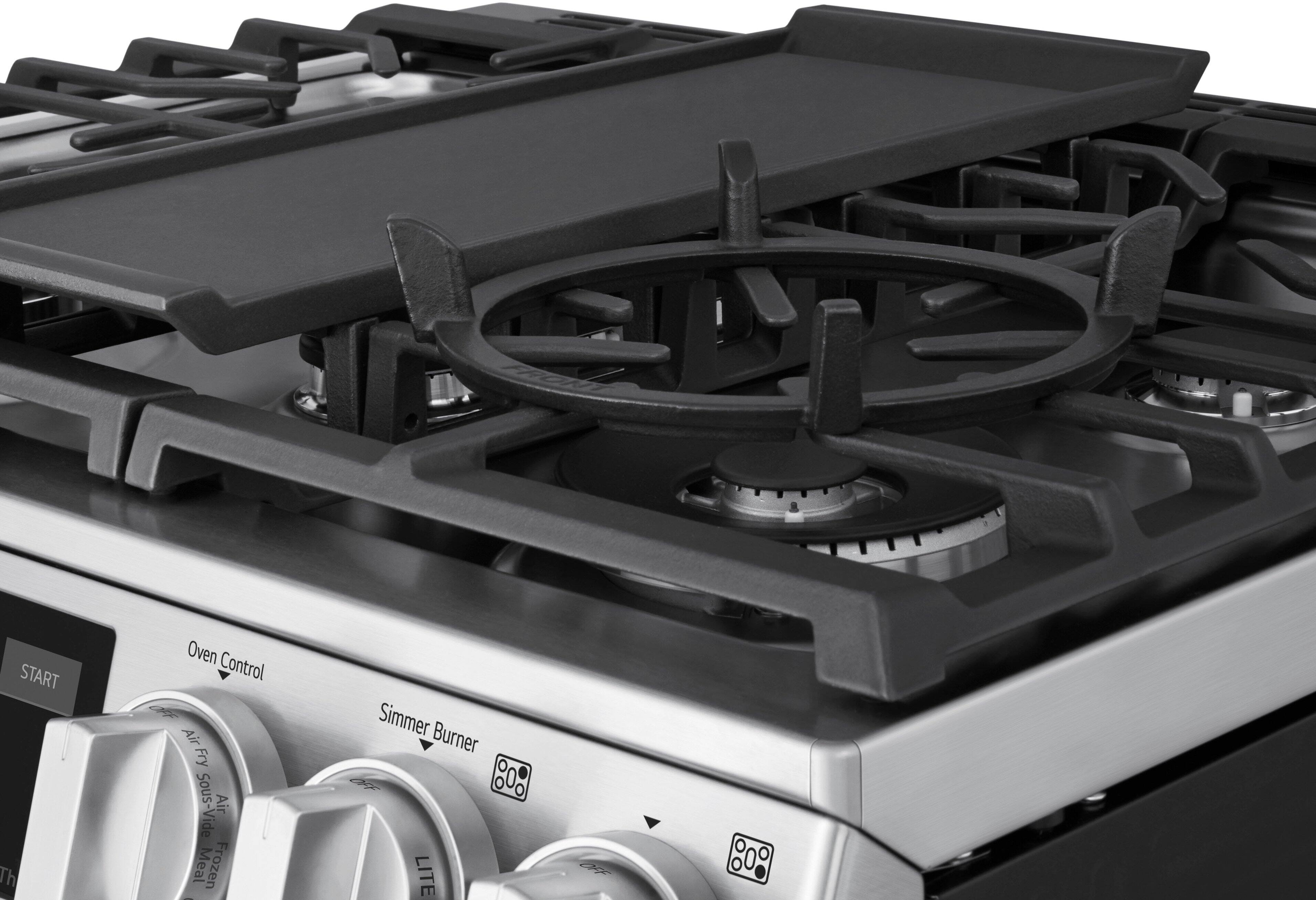 The text on the image reads: "Start the oven control air fry sous-vide air ide meal frozen simmer burner 0 LITE 800".