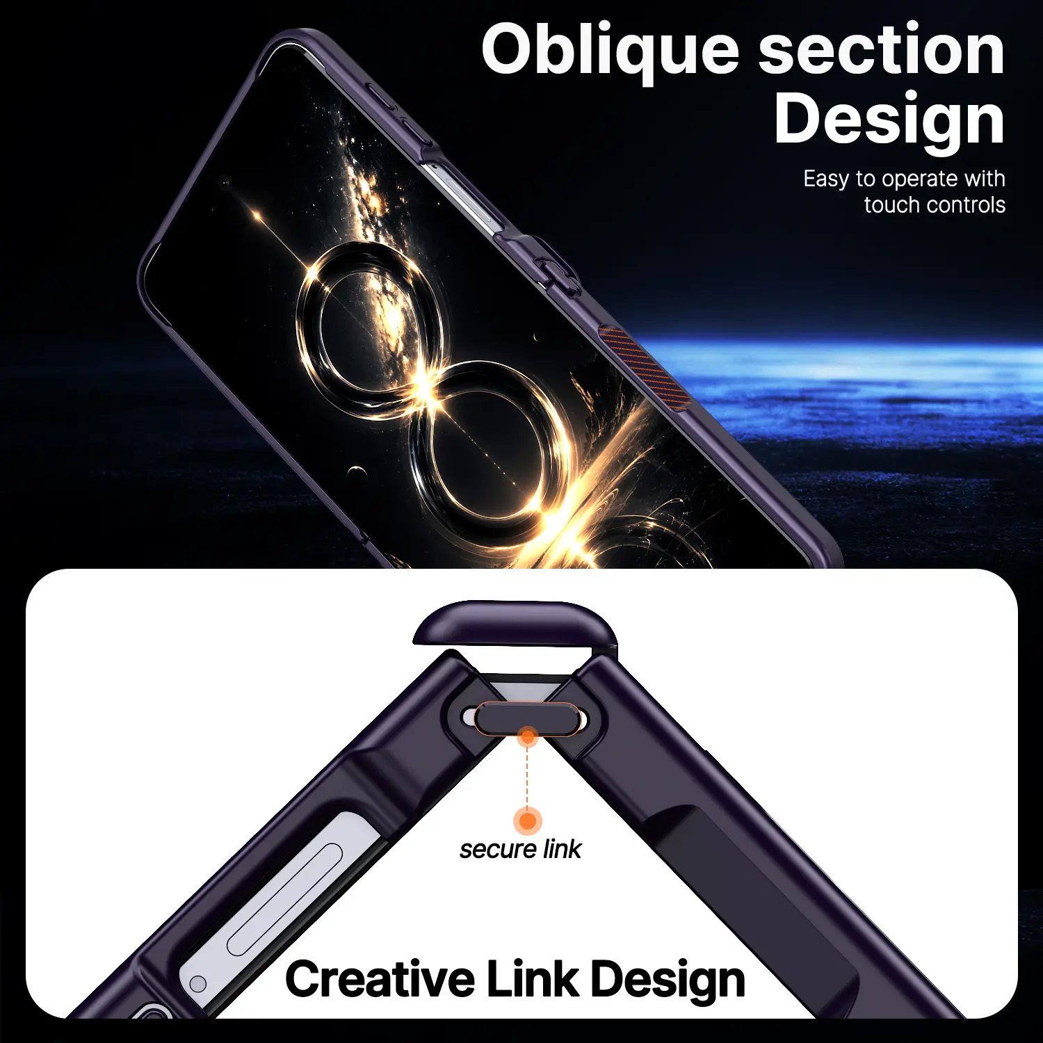 Oblique section Design  
Easy to operate with touch controls  

secure link  

Creative Link Design