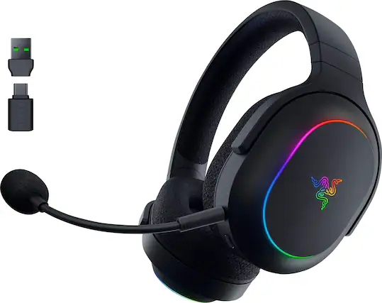 Front. Razer - Barracuda X Chroma Wireless Over-the-Ear Gaming Headset for PC, Mac, Playstation, Nintendo Switch, Steam Deck, Mobile - Black.